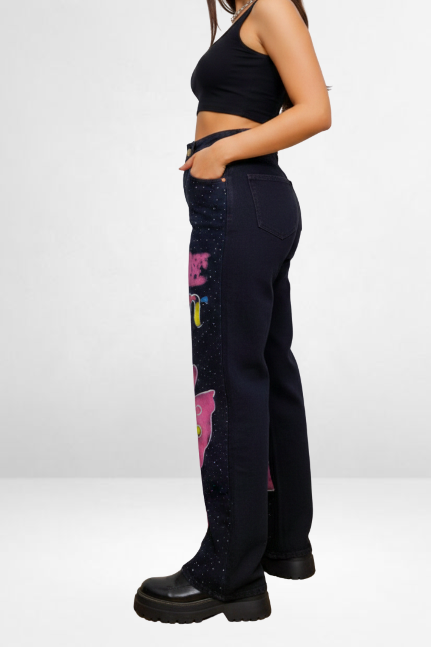 Neon Dream Graphic Straight Leg Jeans