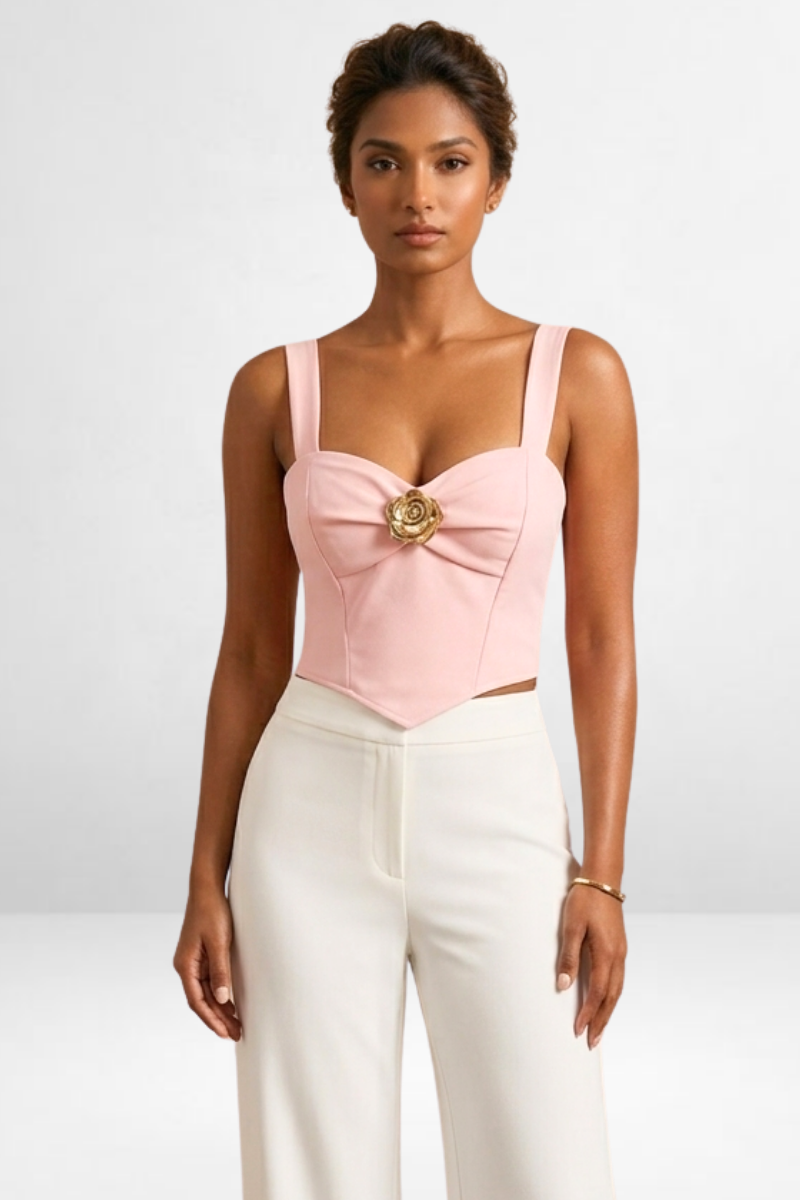 Rose Accent Corset Crop Top
