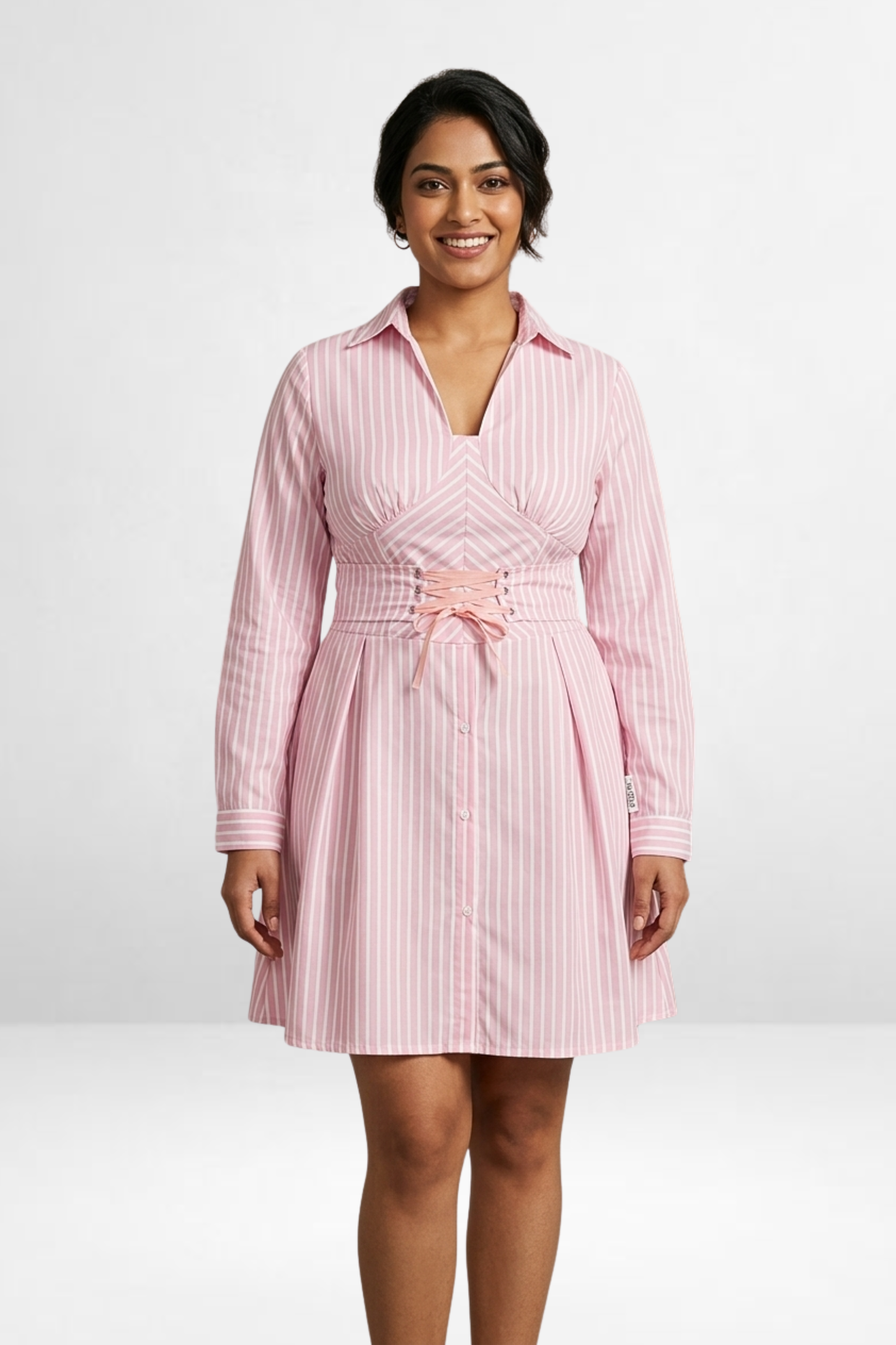 Candy Stripe Corset Shirt Dress