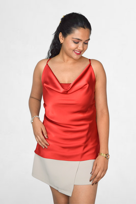 Satin Luxe Cowl Neck Top
