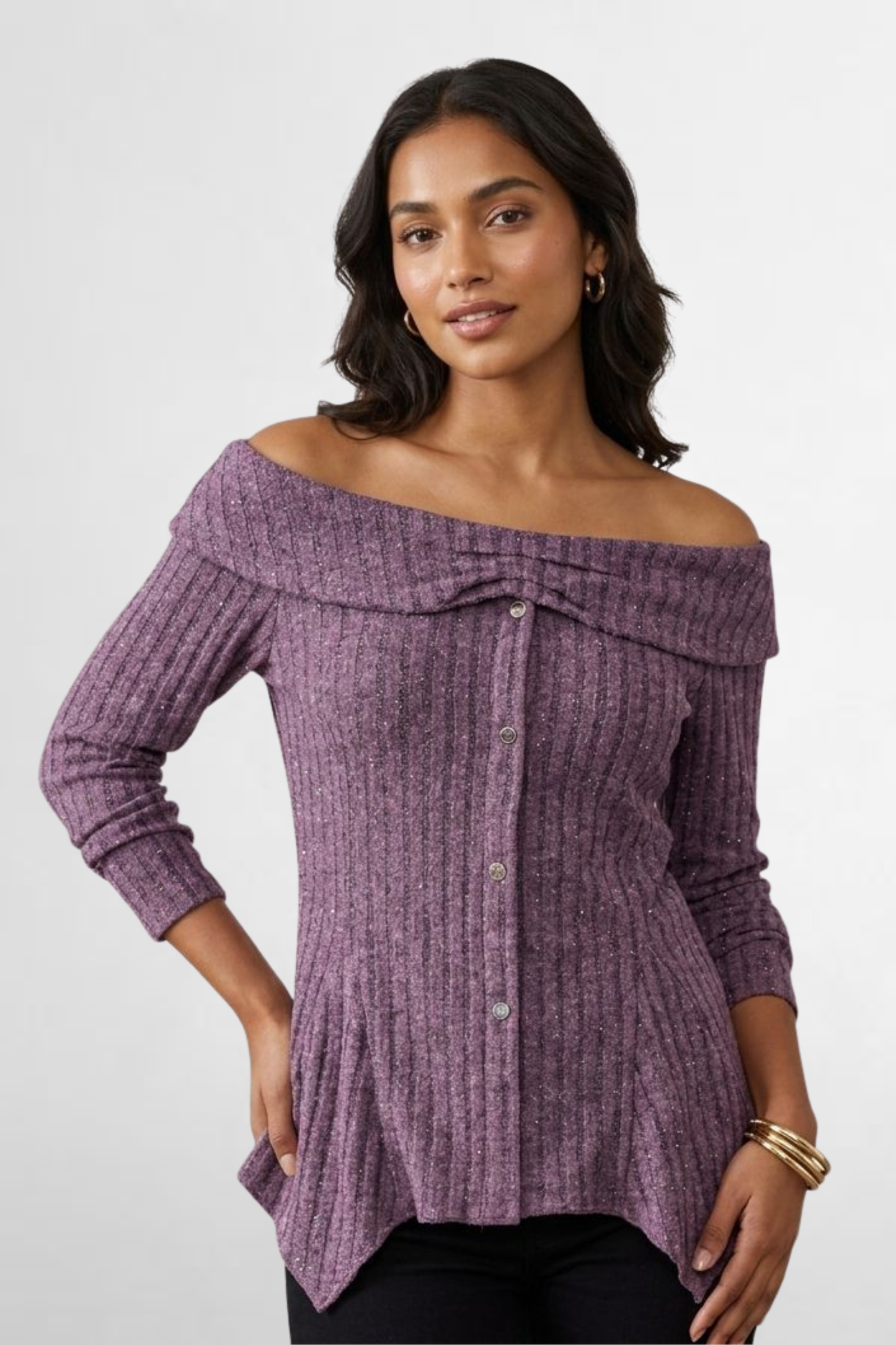Ribbed Off-Shoulder Knit Top