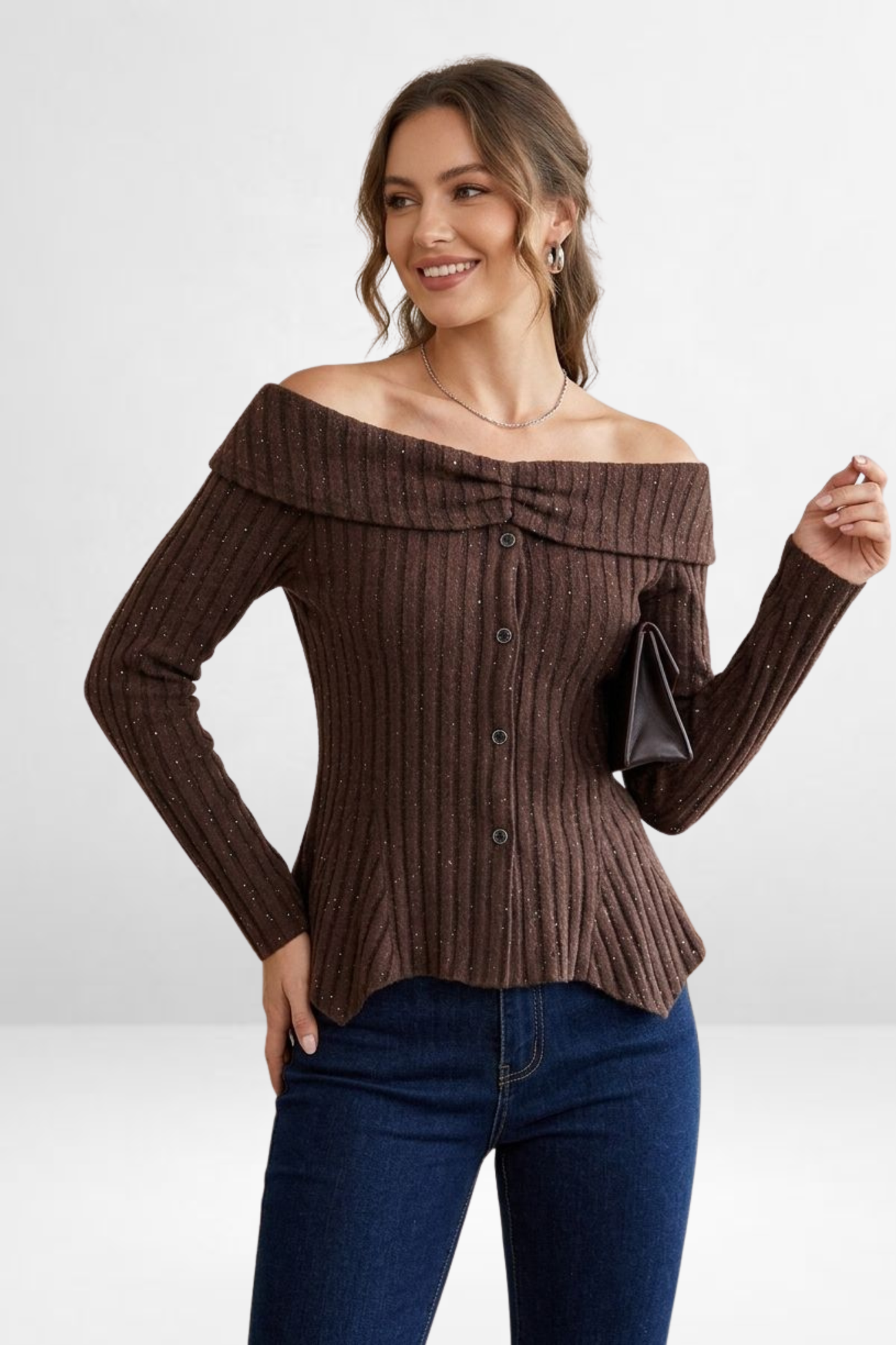 Ribbed Off-Shoulder Knit Top