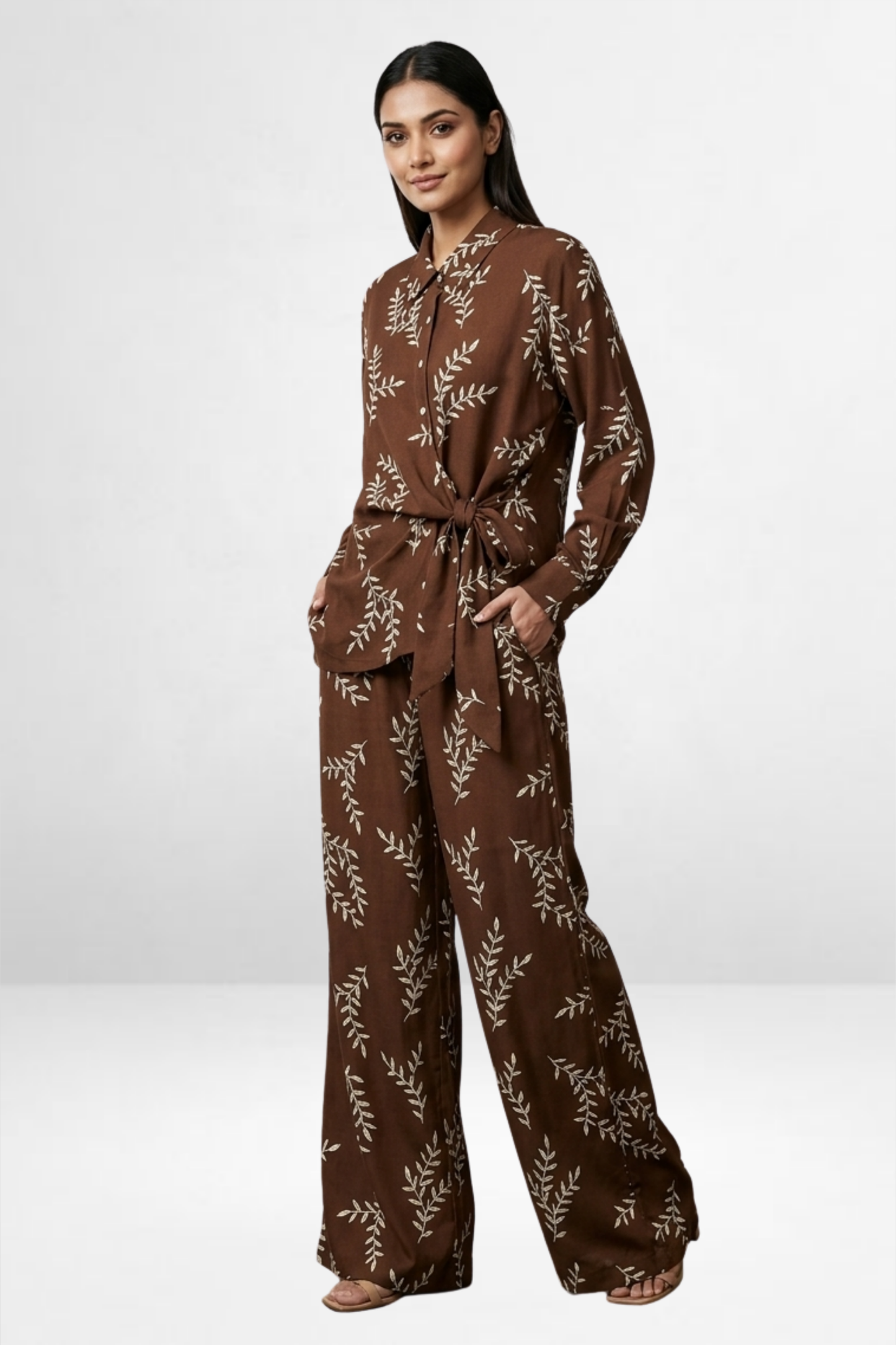 Leaf Print Tie Co-Ord Set
