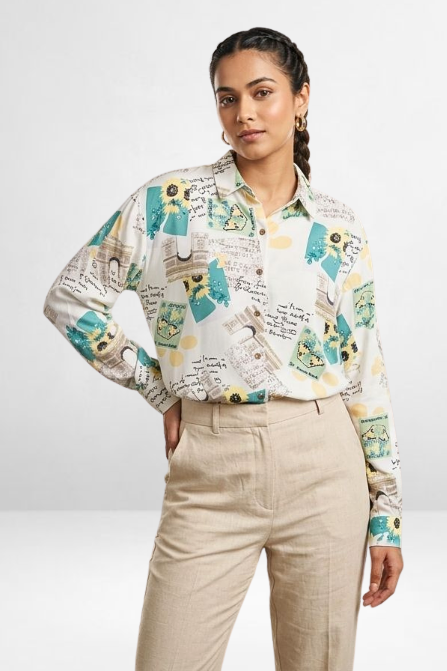Vintage Print Satin Shirt