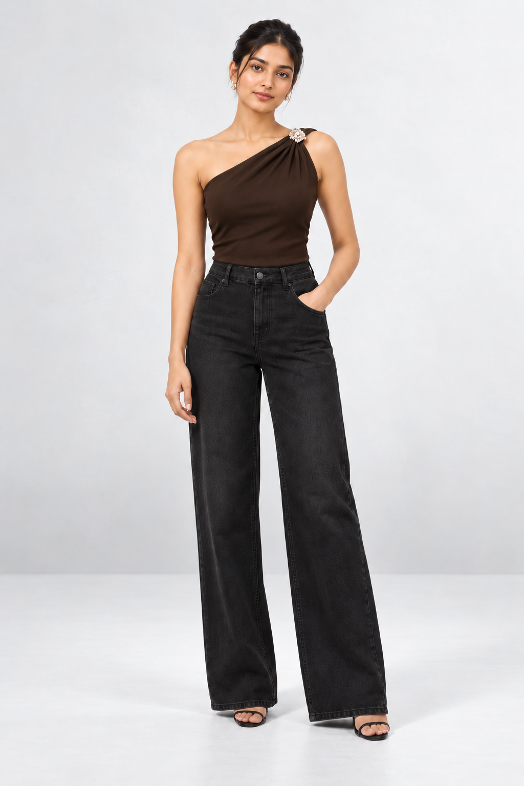 Brooch One-Shoulder Top