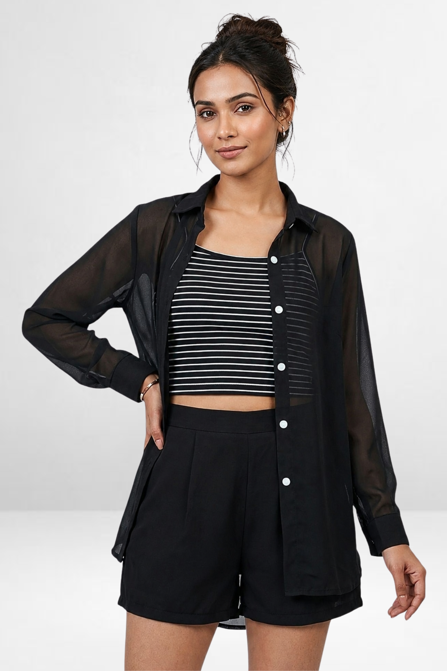 Sheer Noir Stripe Co-Ord Set