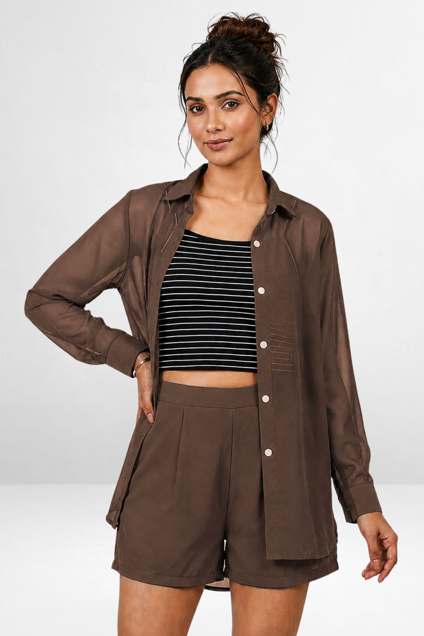 Sheer Noir Stripe Co-Ord Set