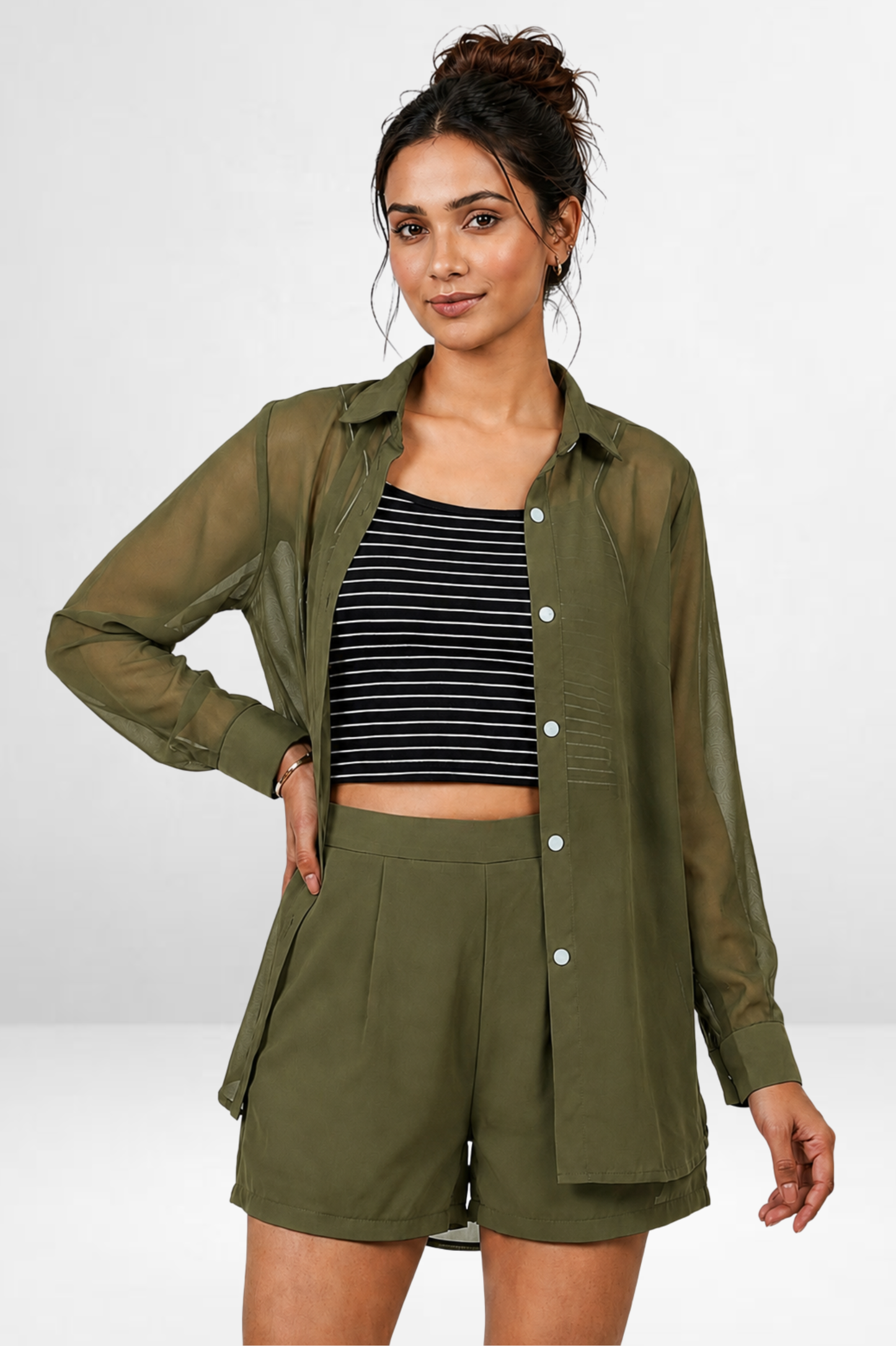 Sheer Noir Stripe Co-Ord Set