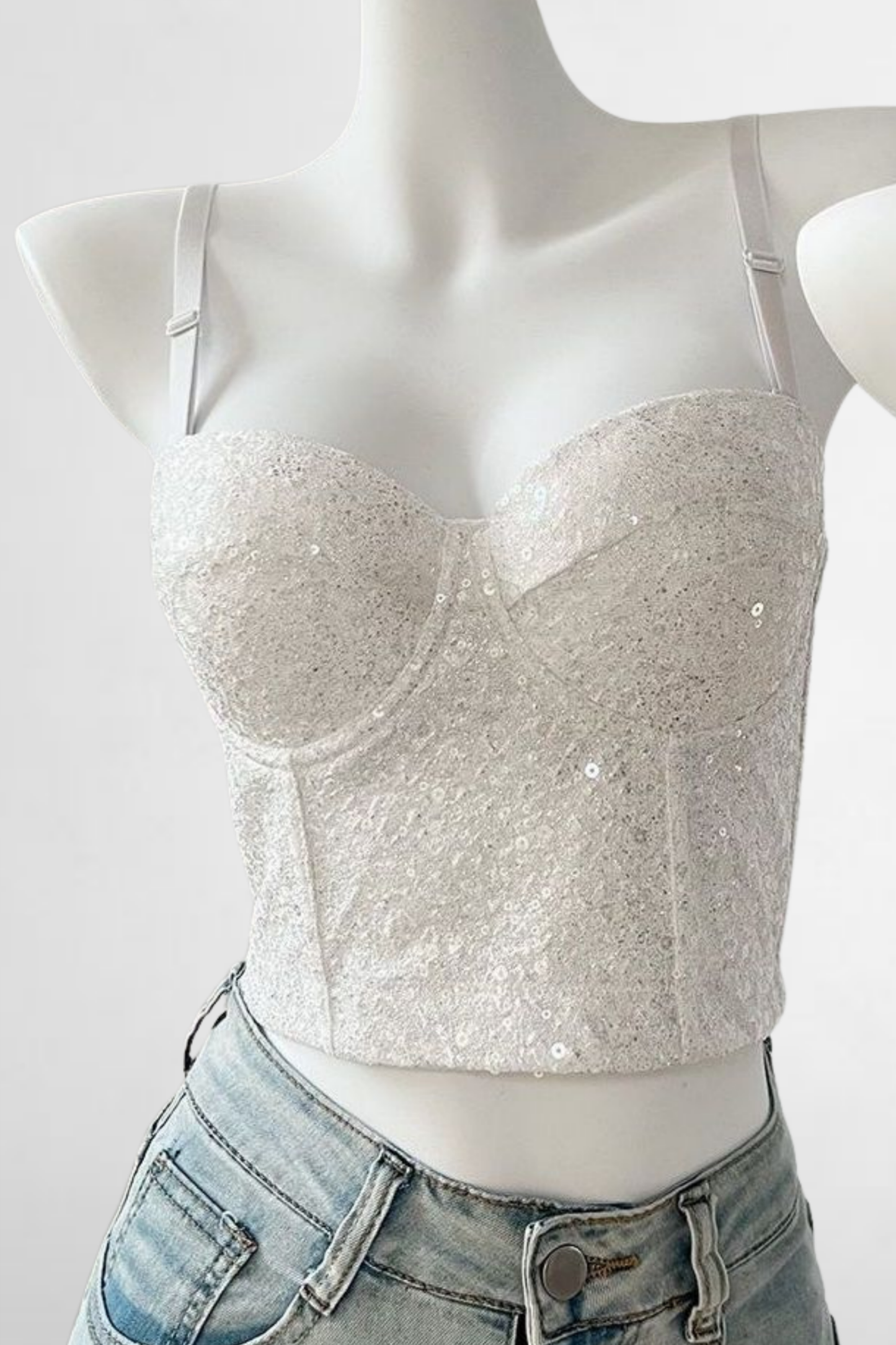 Sequin Corset Crop Top