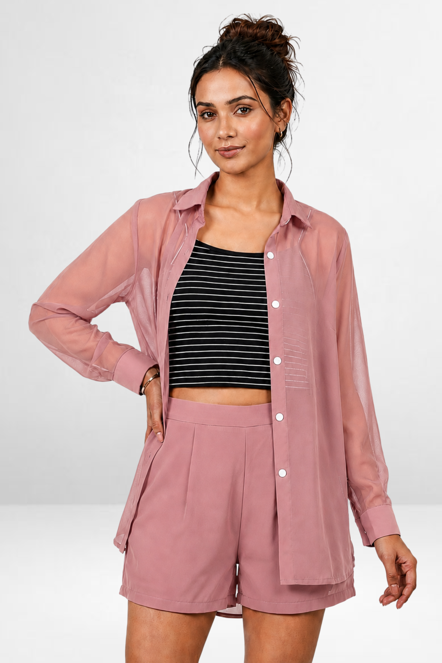Sheer Noir Stripe Co-Ord Set