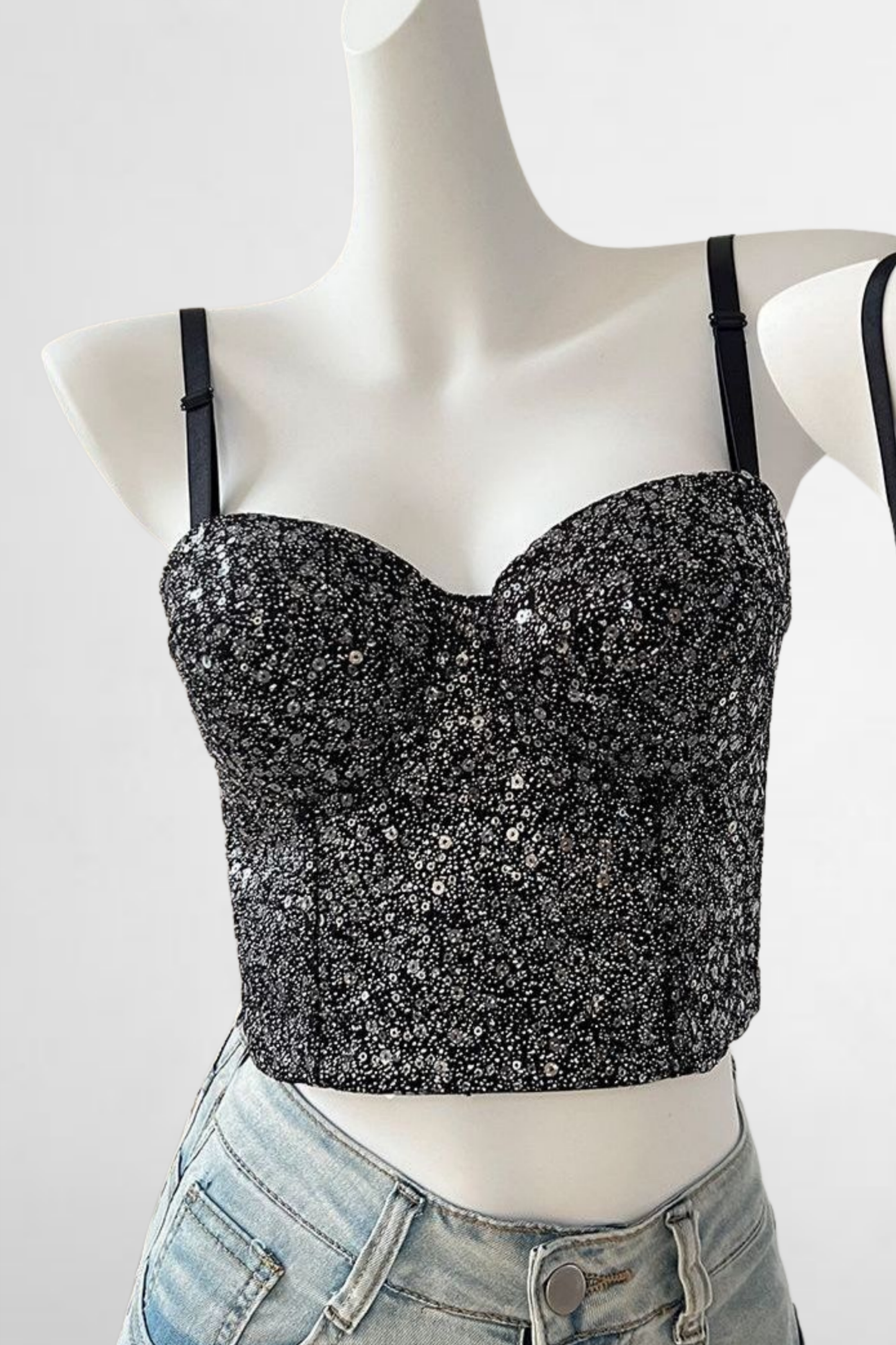 Sequin Corset Crop Top