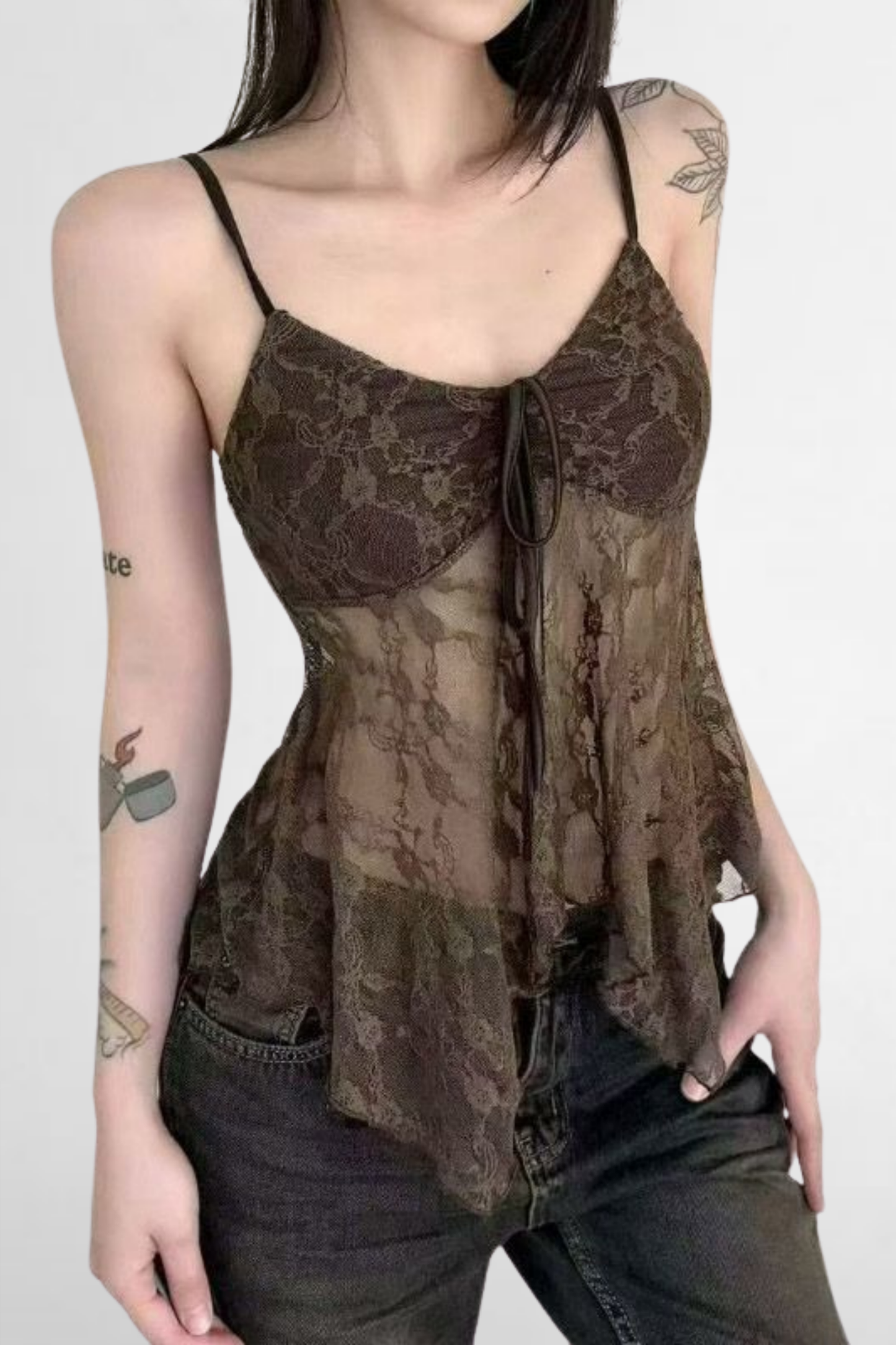 Lace Peplum Cami Top