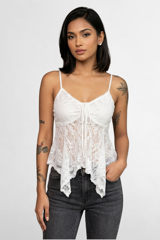 Lace Peplum Cami Top