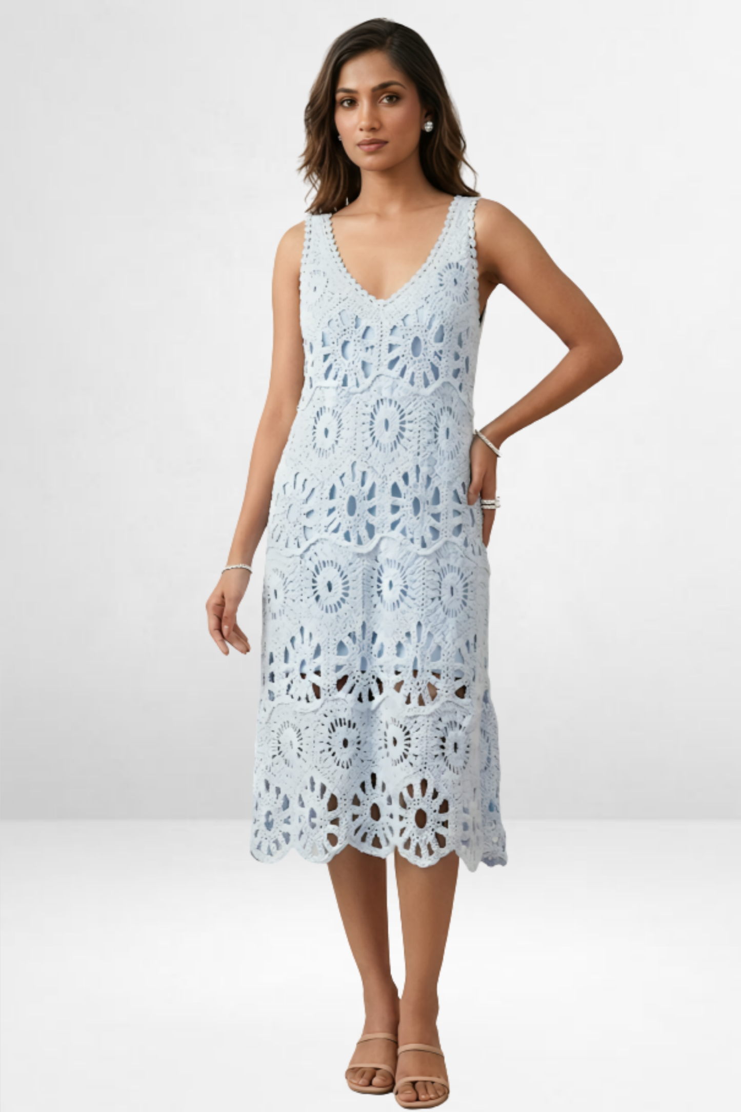 Crochet Sleeveless Midi Dress
