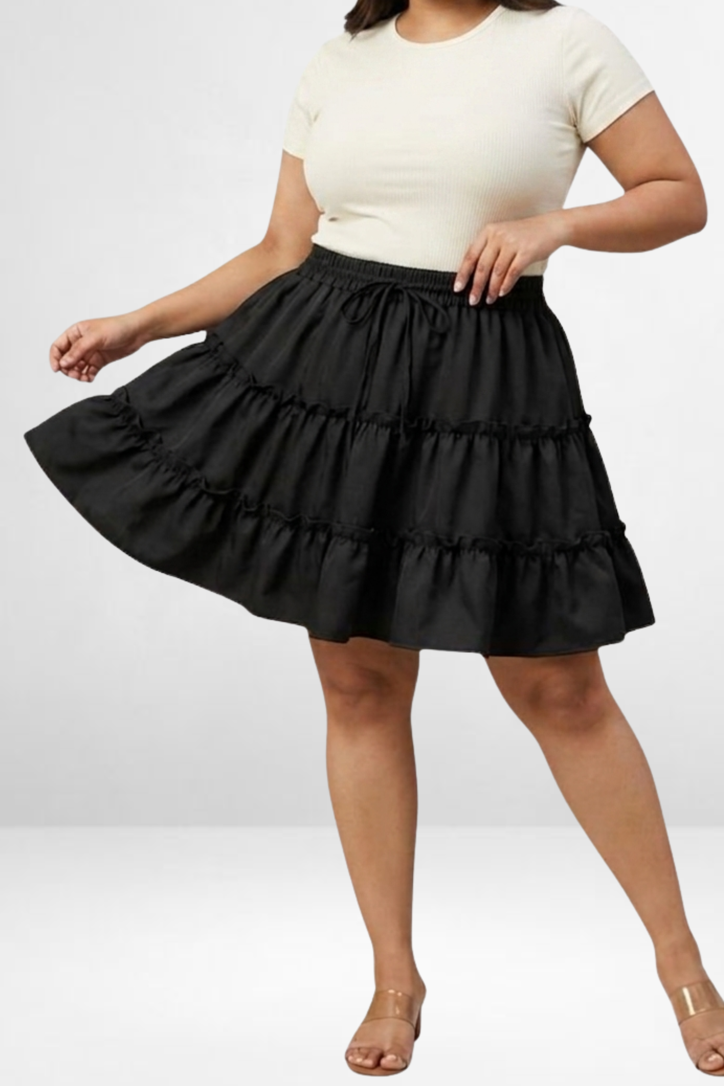 Plus Size Tiered Mini Skirt