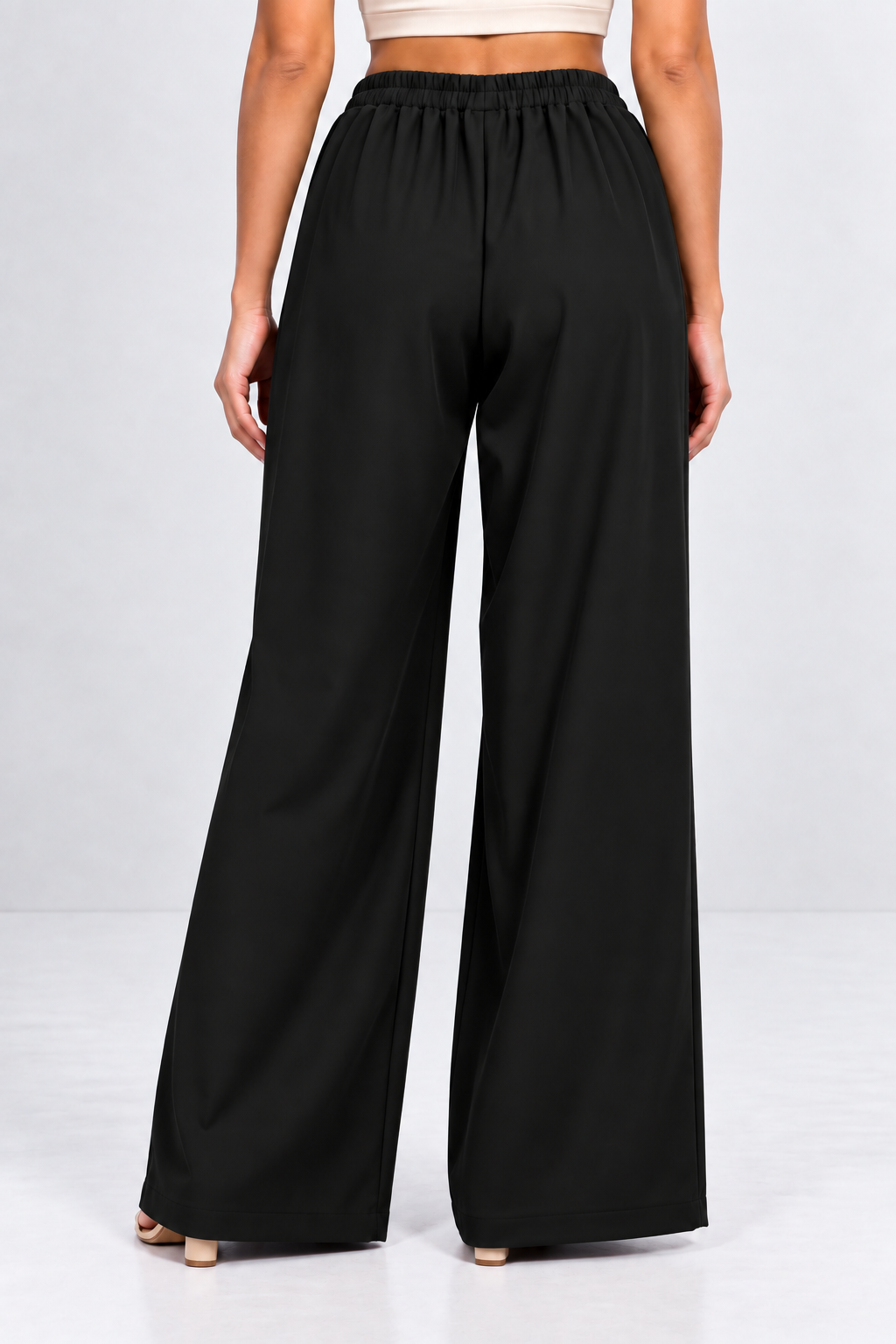 Crystal Drape Wide-Leg Pants