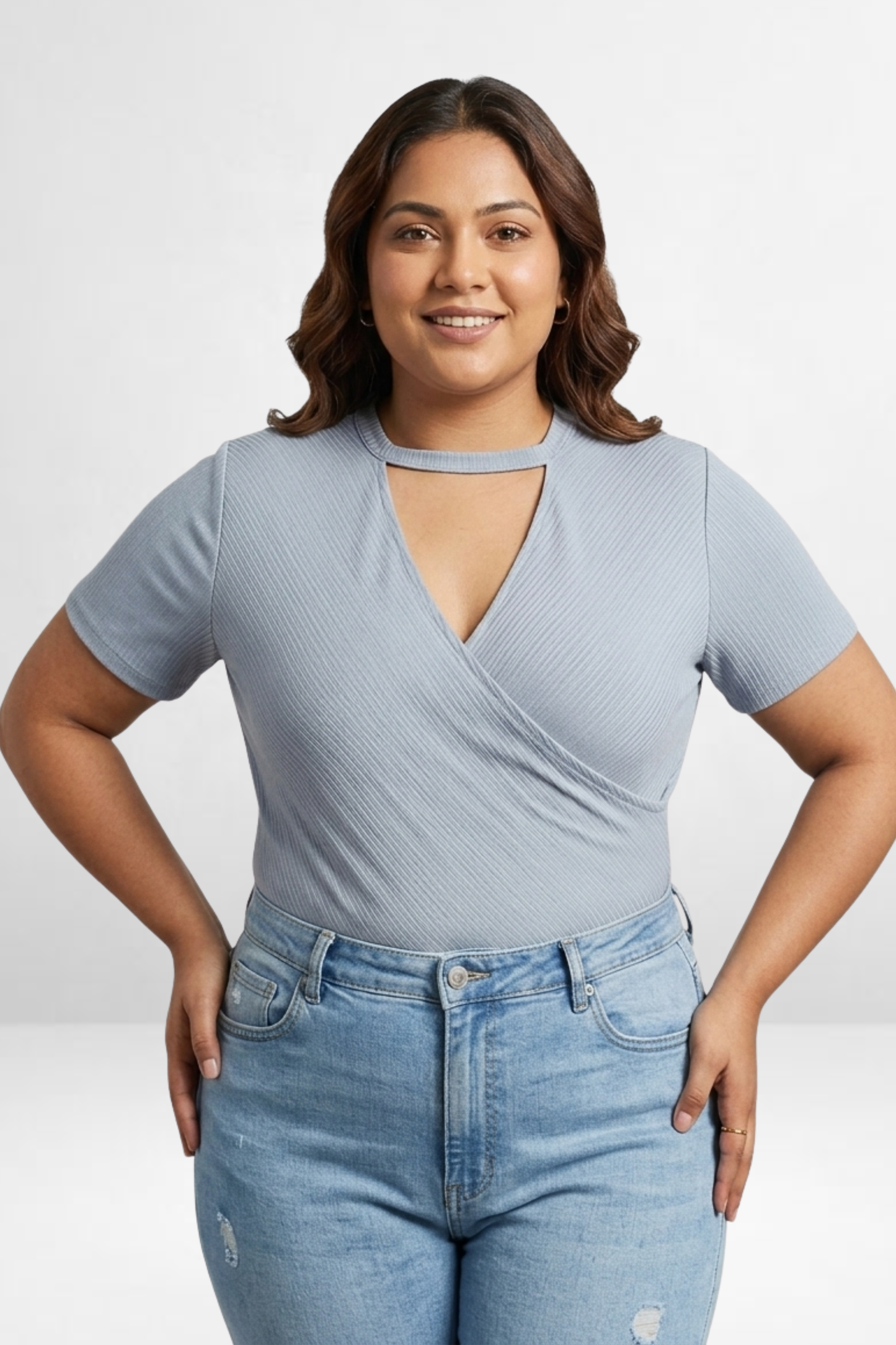 PS Ribbed Wrap Neck Top