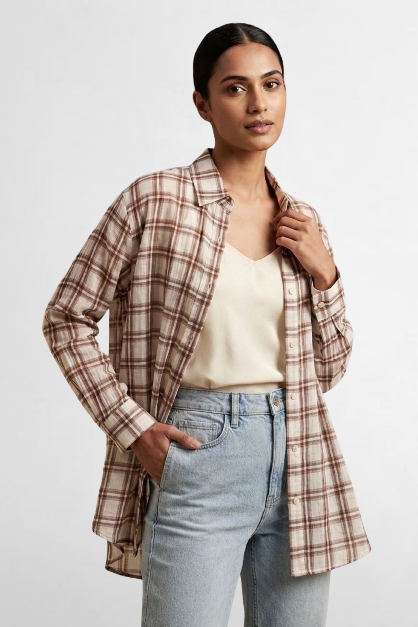 Checkered Sheer Overshirt