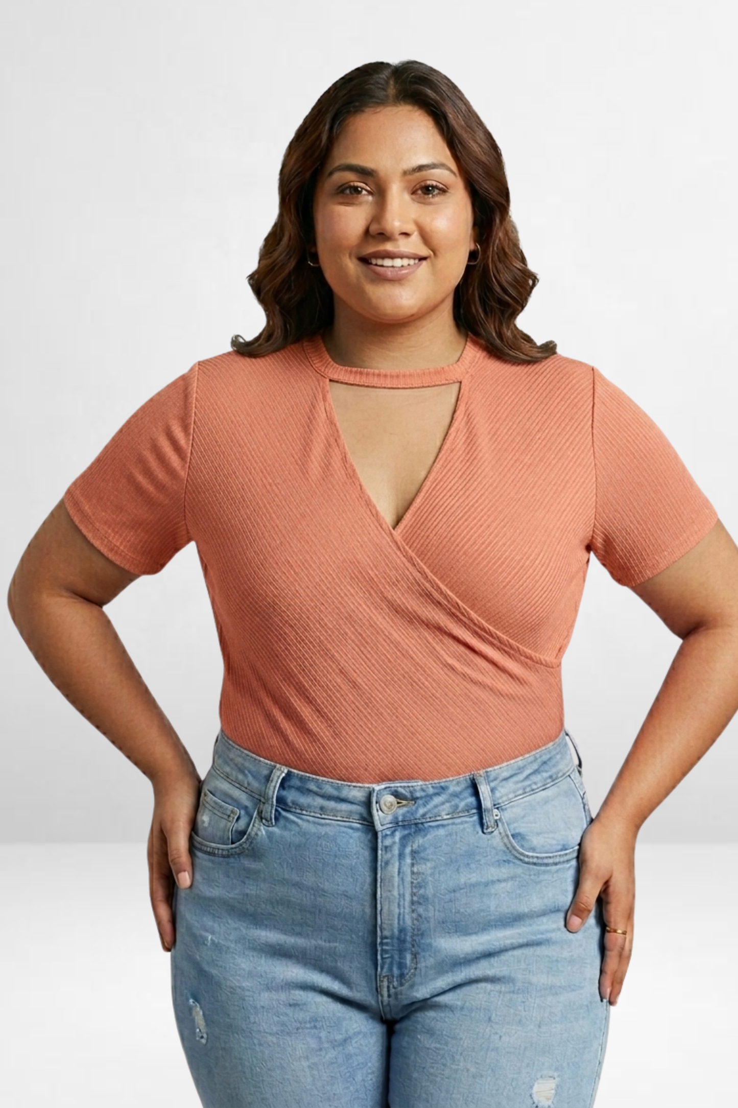PS Ribbed Wrap Neck Top