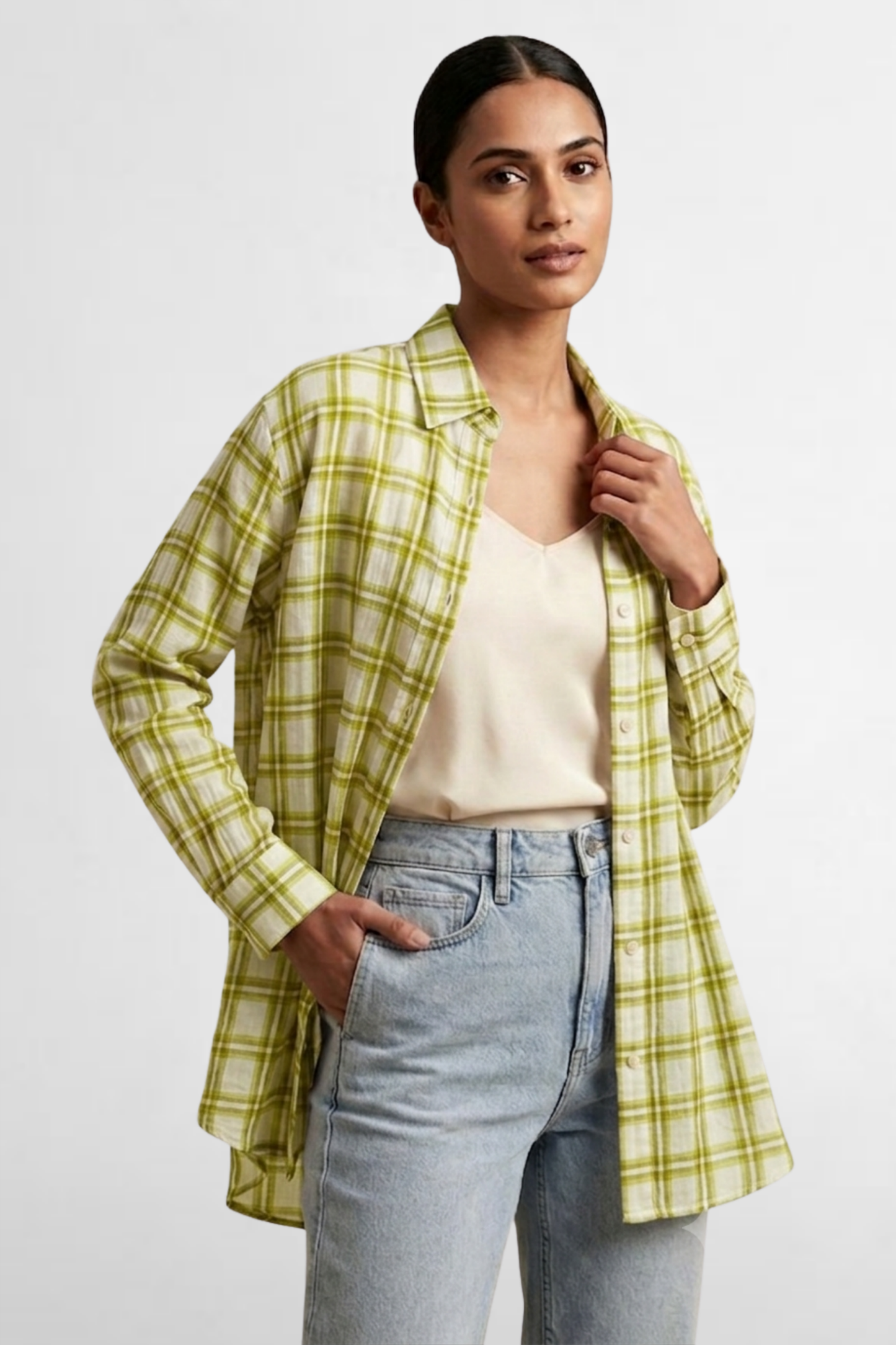 Checkered Sheer Overshirt