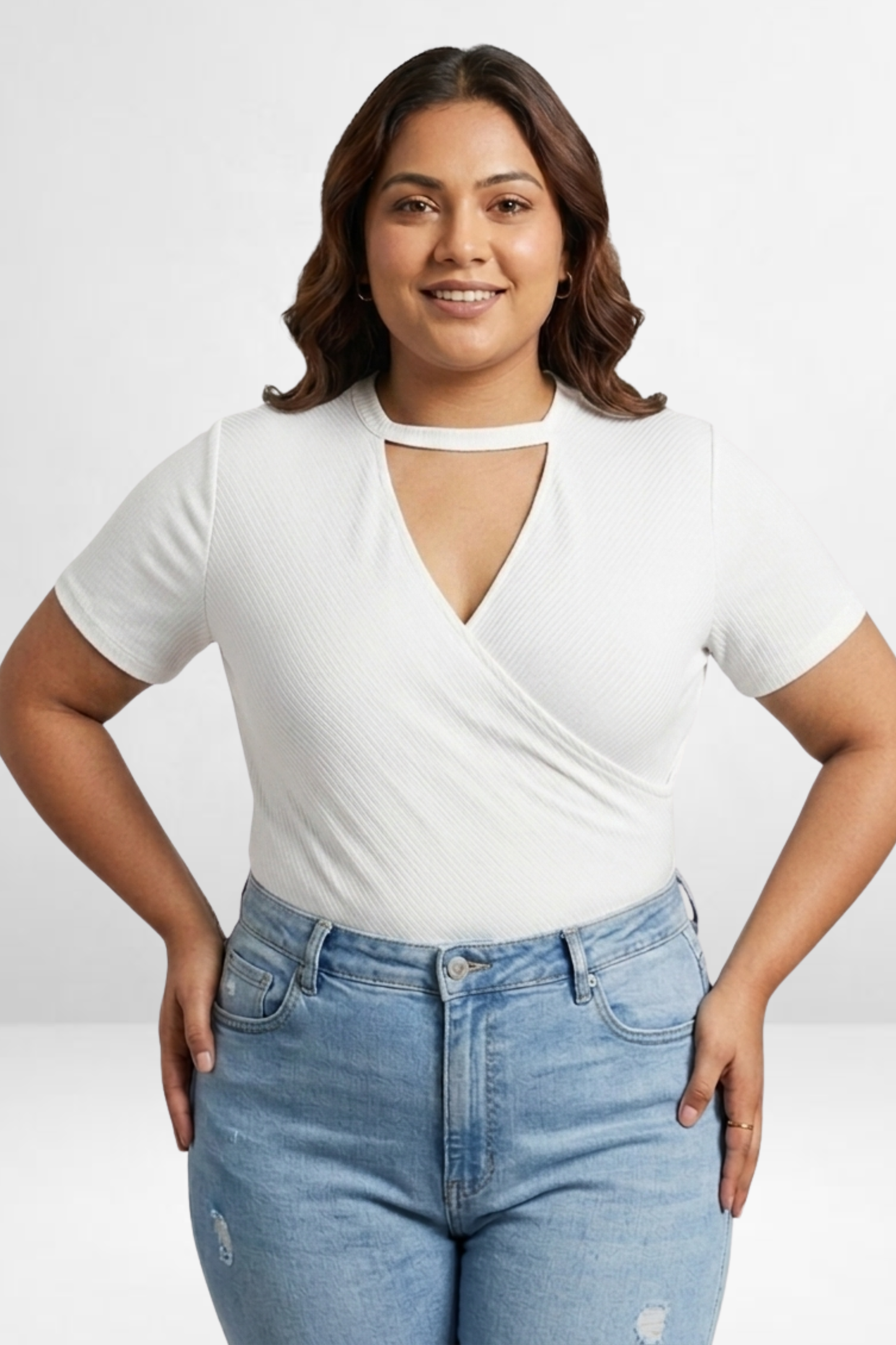 PS Ribbed Wrap Neck Top