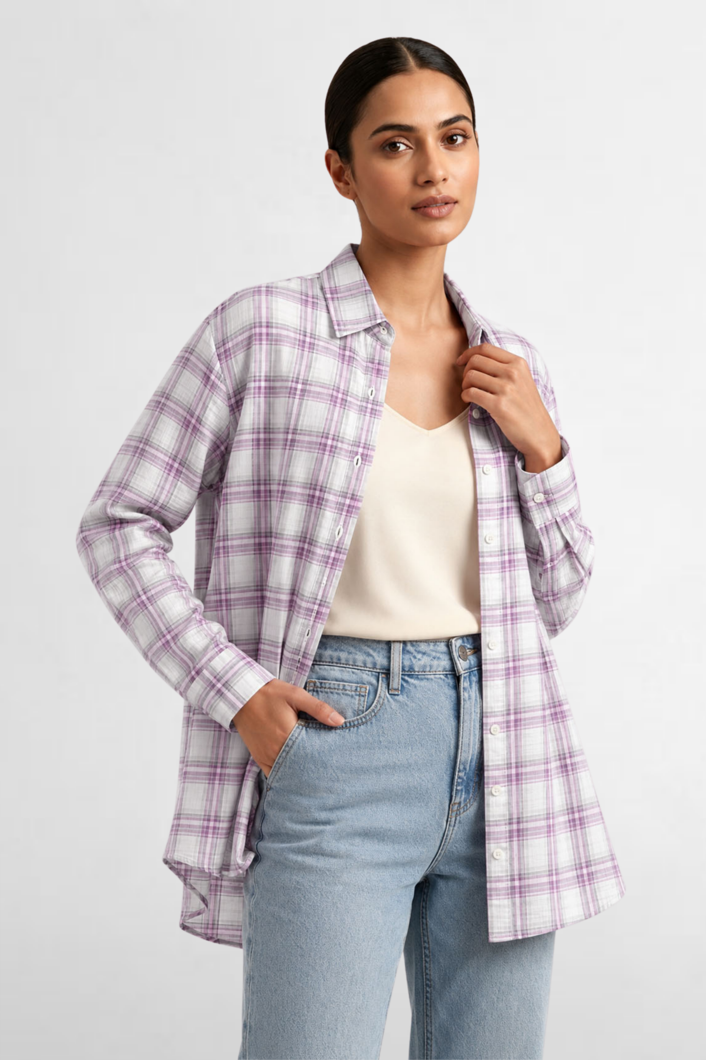 Checkered Sheer Overshirt