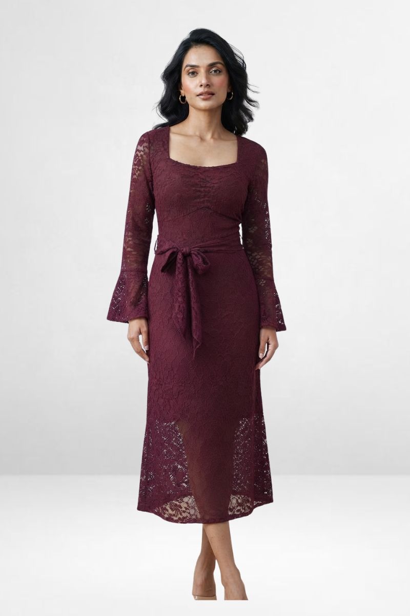 net waist tie dress