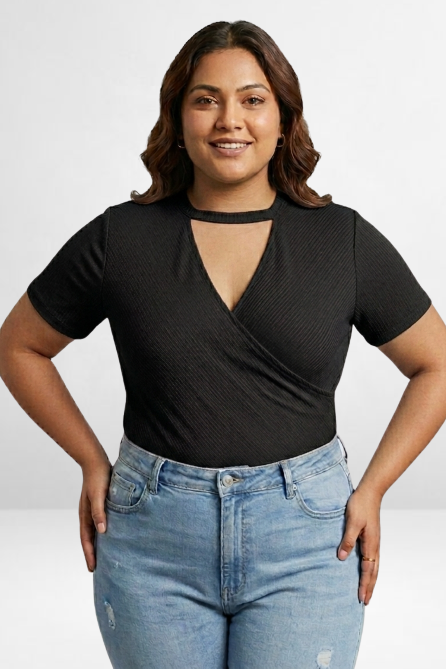 PS Ribbed Wrap Neck Top