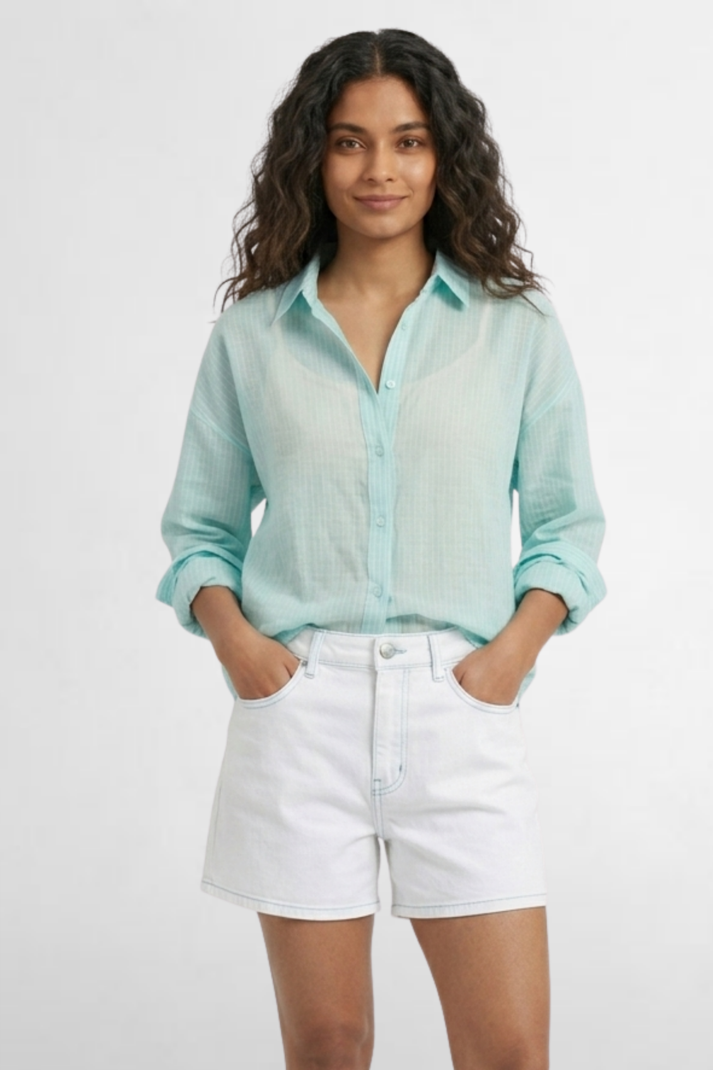 Pinstripe Sheer Oversized Shirt