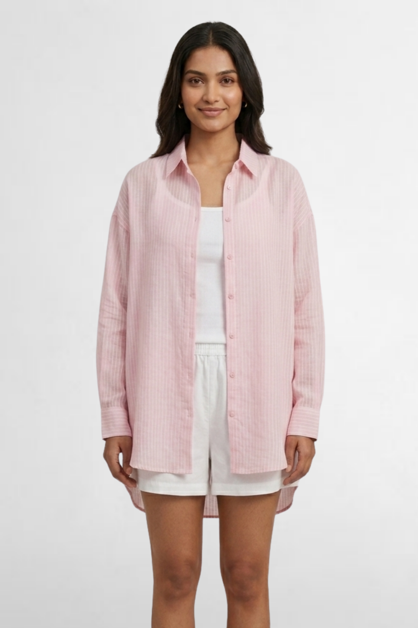Pinstripe Sheer Oversized Shirt