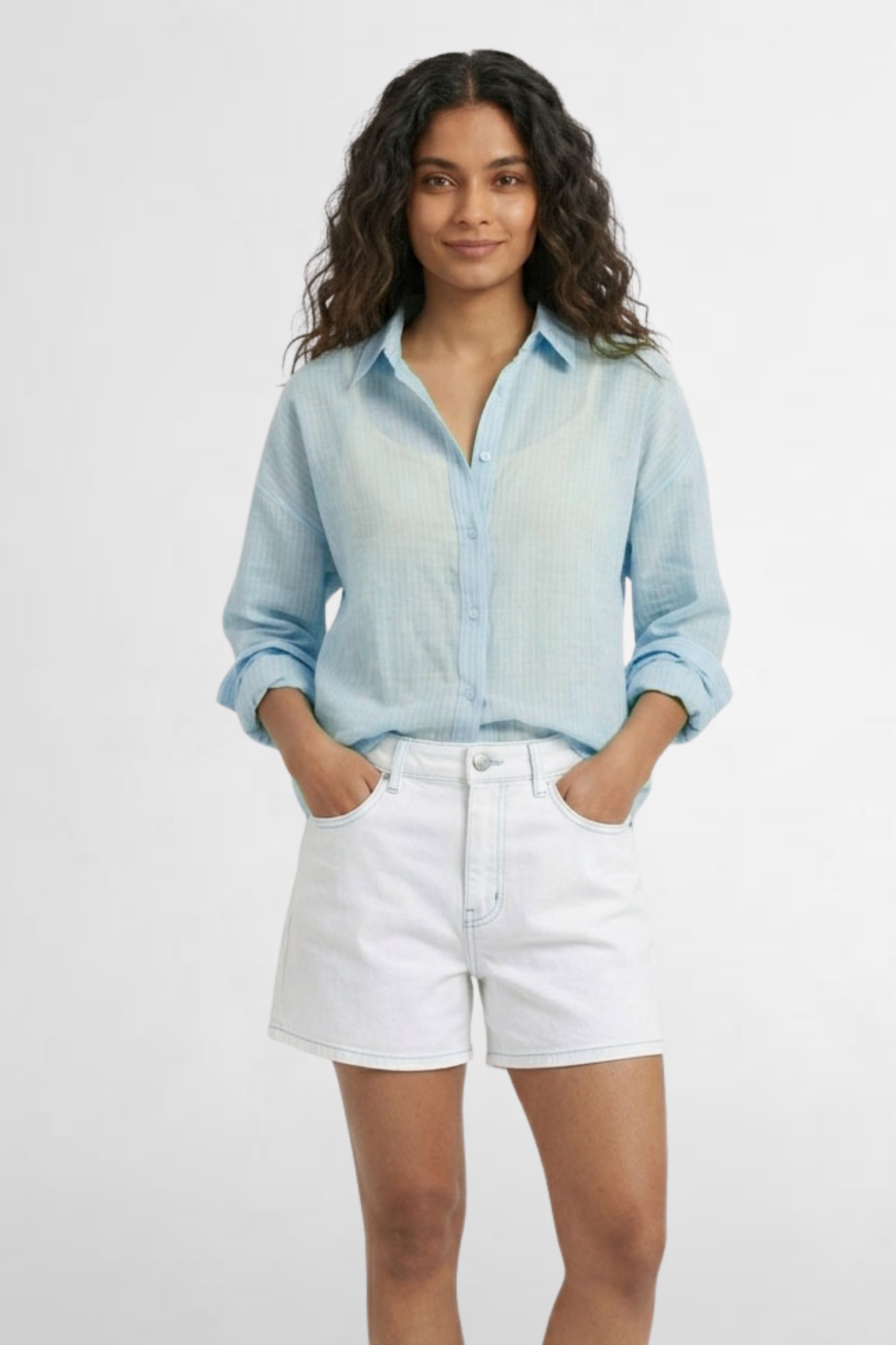 Pinstripe Sheer Oversized Shirt