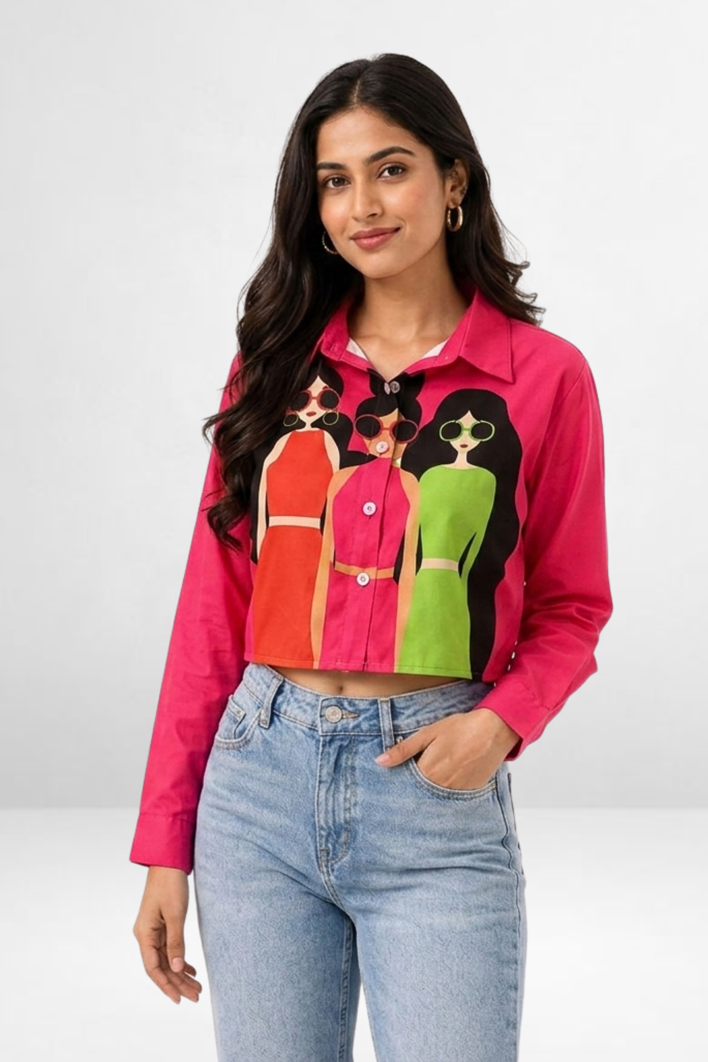 Pop Art Graphic Crop Shirt