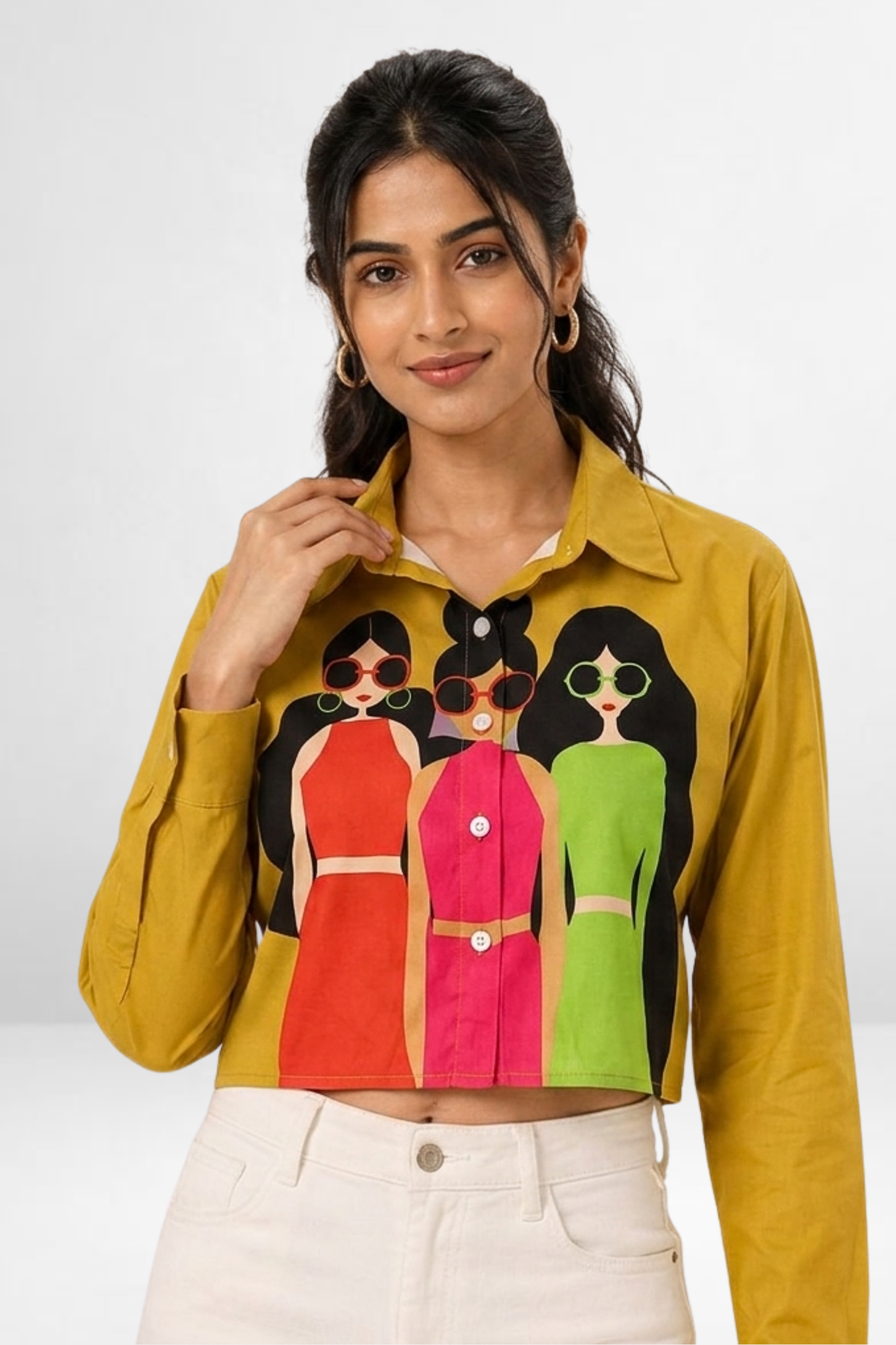 Pop Art Graphic Crop Shirt