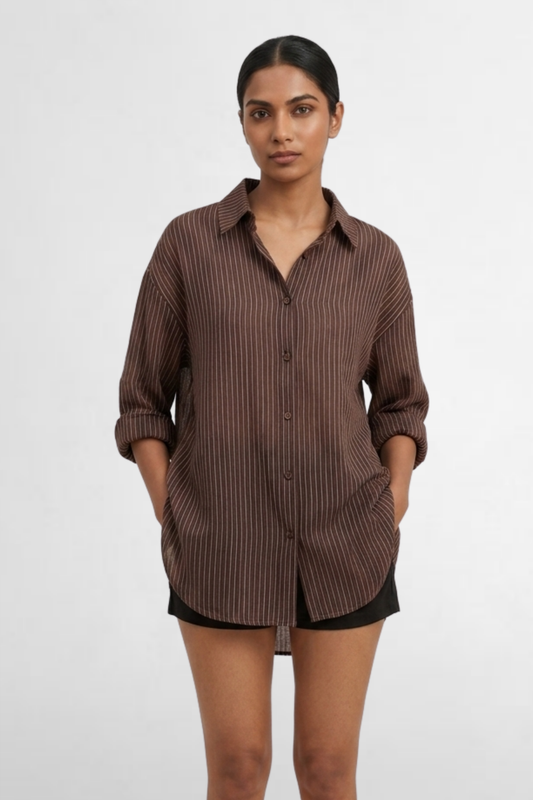 Pinstripe Sheer Oversized Shirt