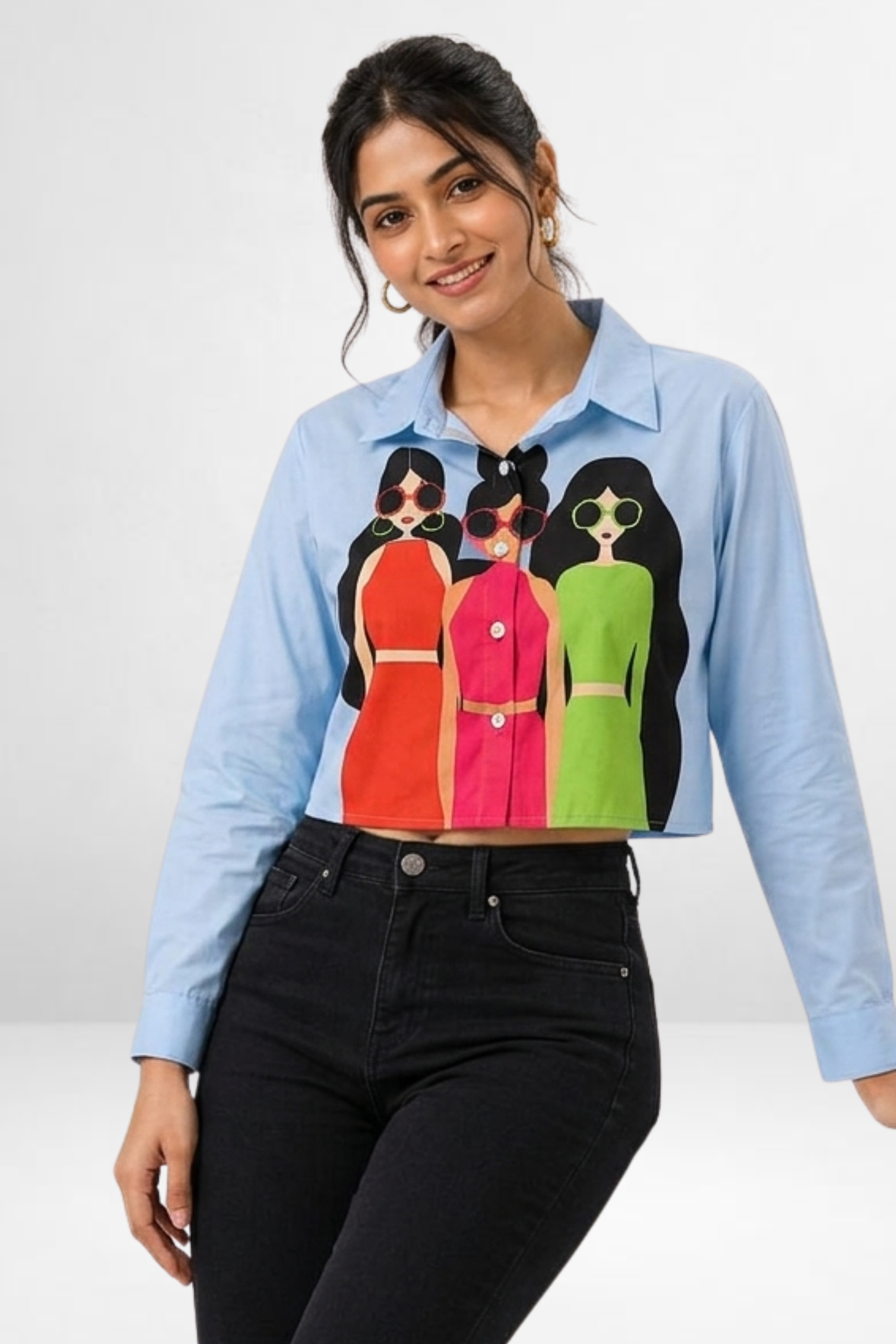 Pop Art Graphic Crop Shirt