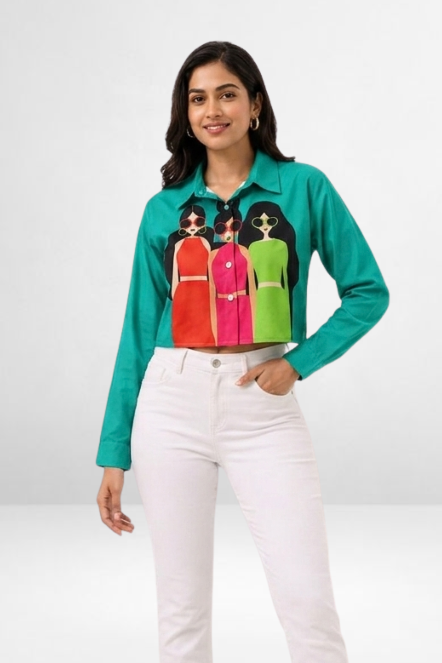Pop Art Graphic Crop Shirt