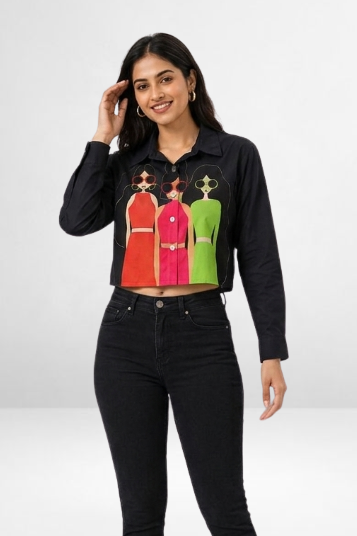 Pop Art Graphic Crop Shirt
