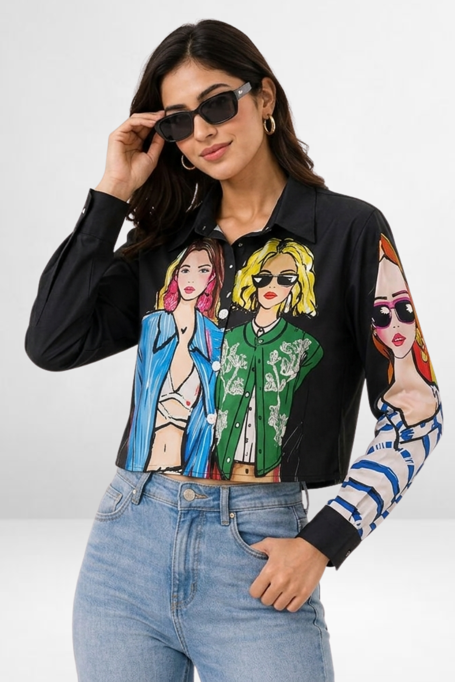 Fashionista Graphic Crop Shirt