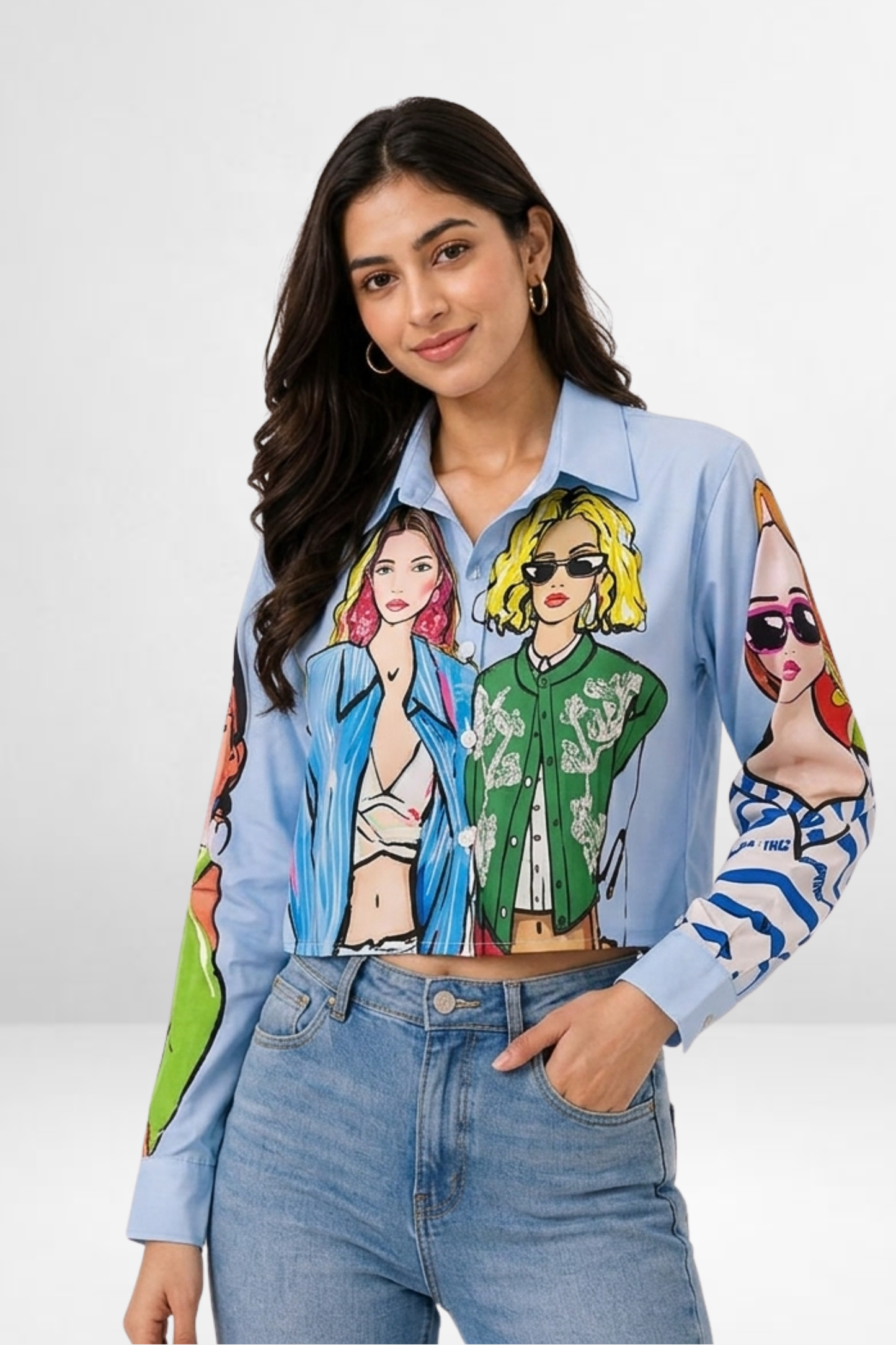 Fashionista Graphic Crop Shirt
