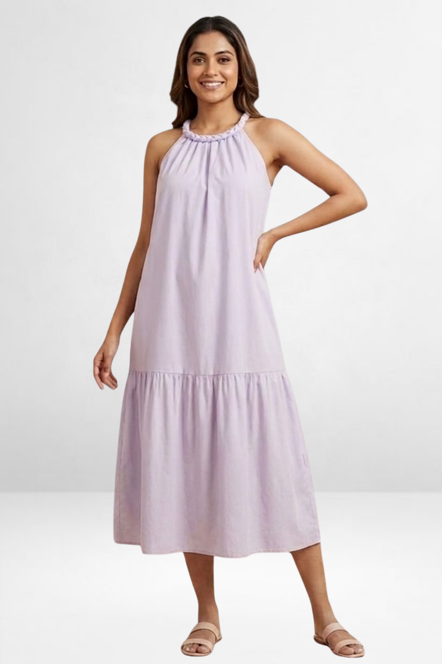 Braided Halter Neck Midi Dress