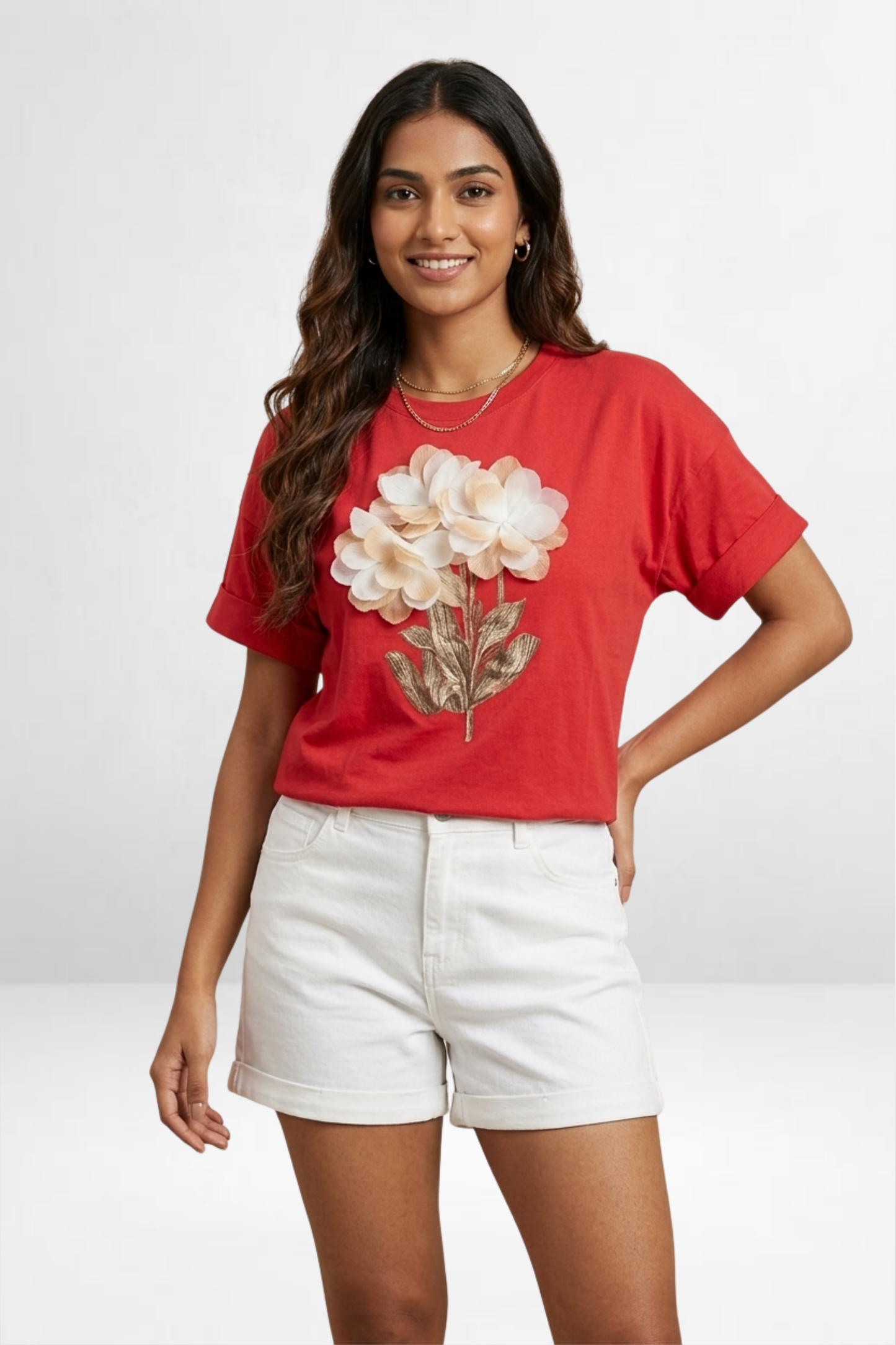 Floral Appliqué T-Shirt