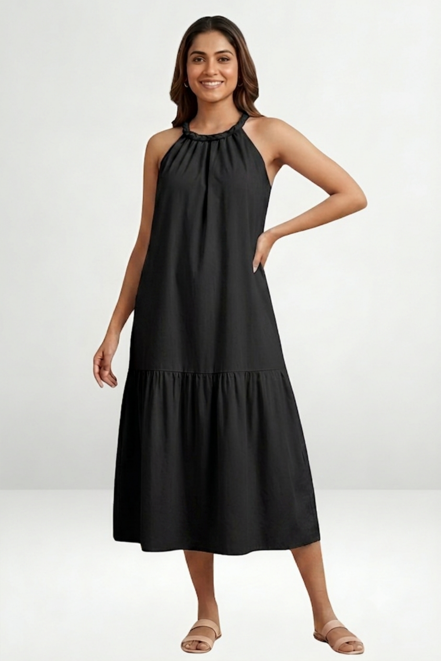 Braided Halter Neck Midi Dress