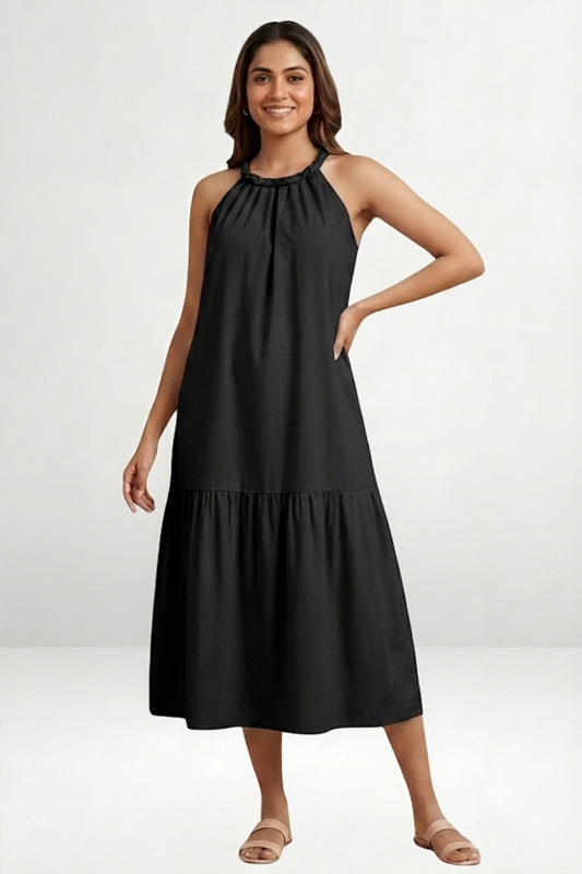 Braided Halter Neck Midi Dress