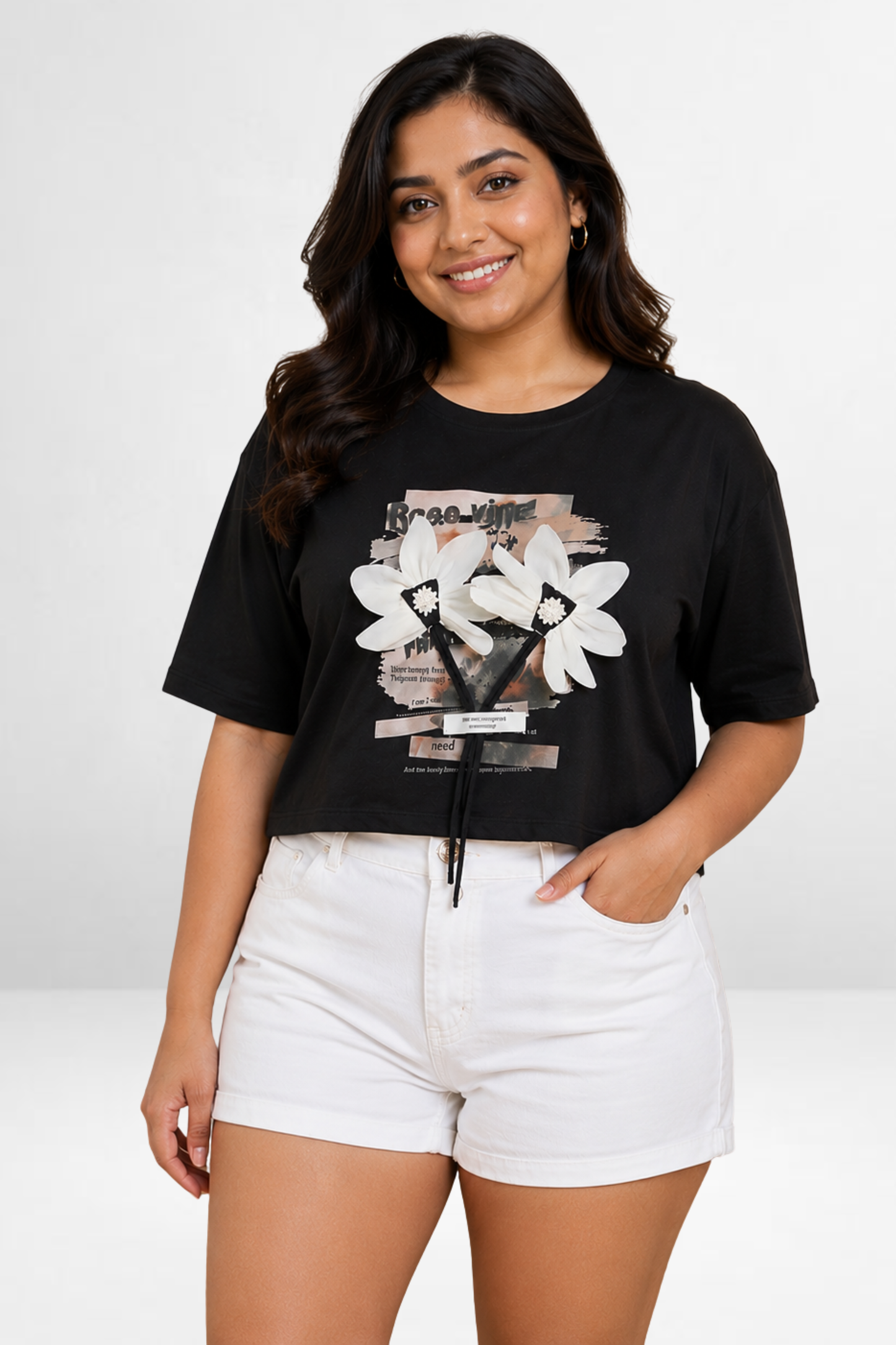 Graphic 3D Flower T-Shirt
