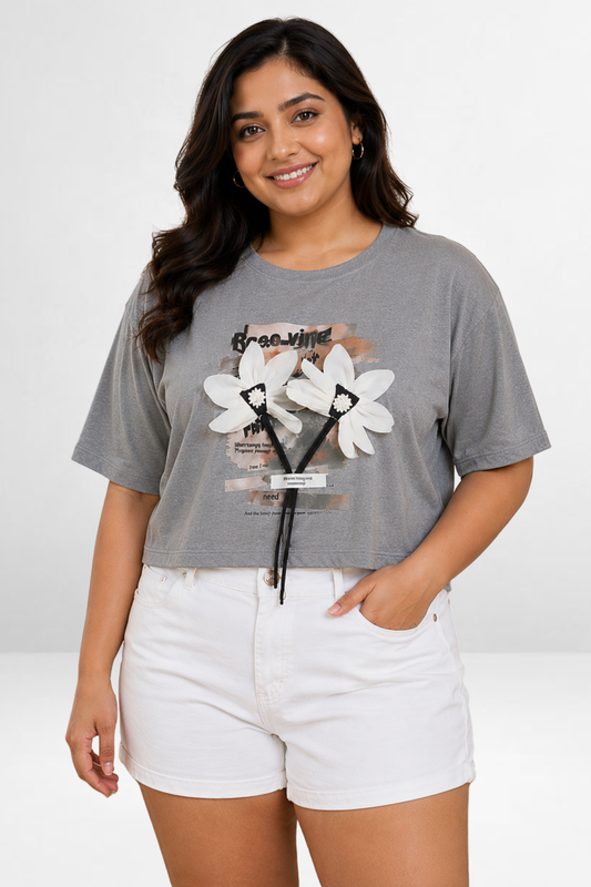 Graphic 3D Flower T-Shirt