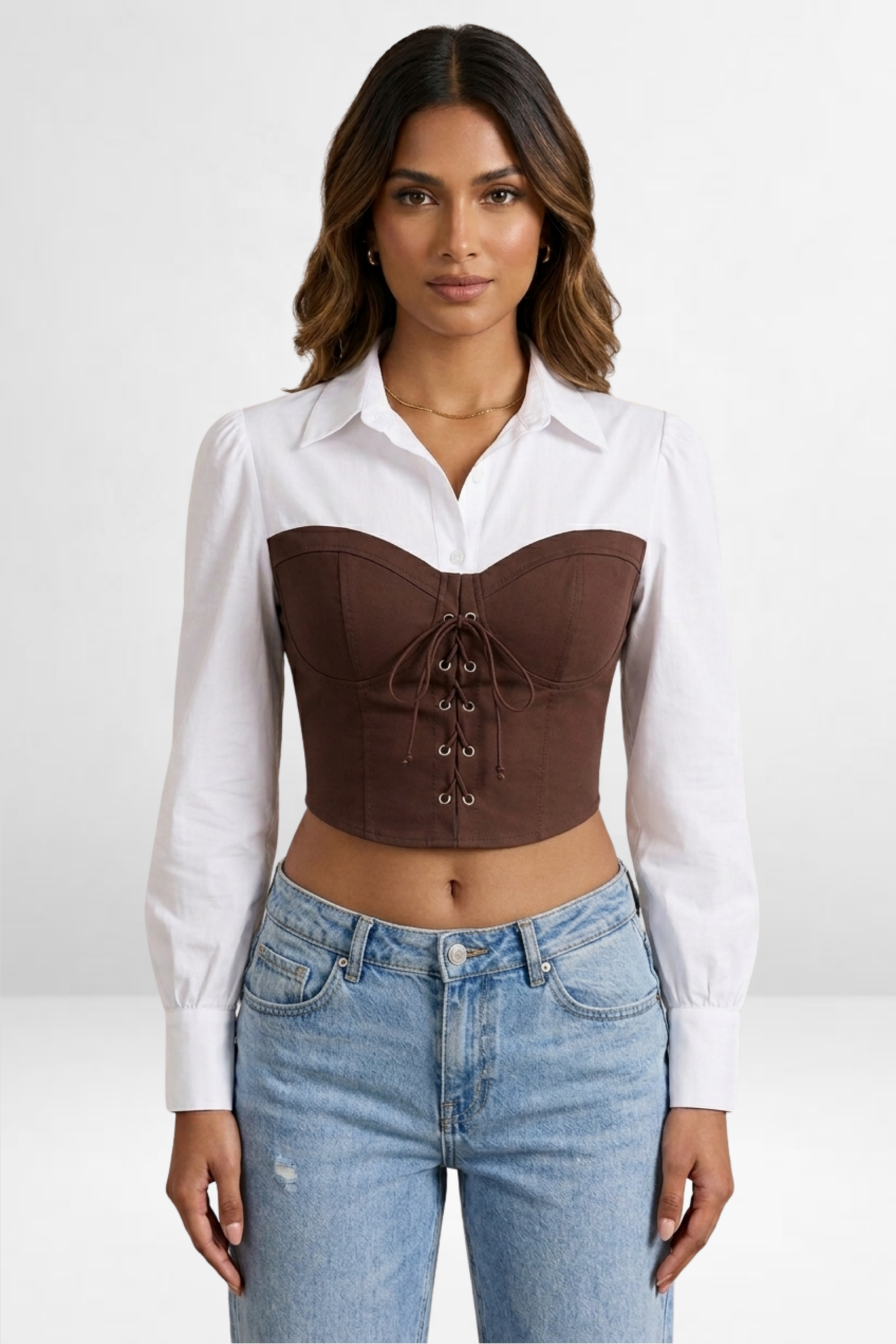 Corset Overlay Shirt Top