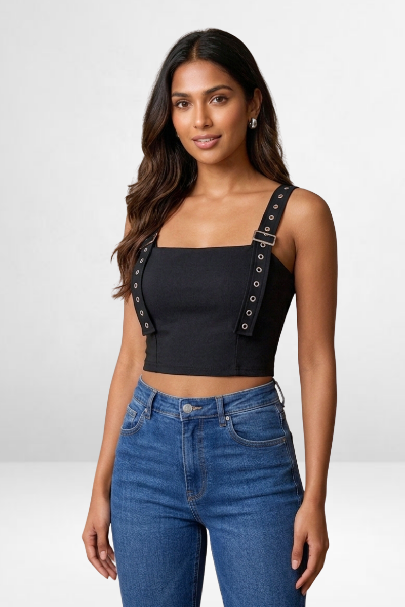 Studded Strap Crop Top