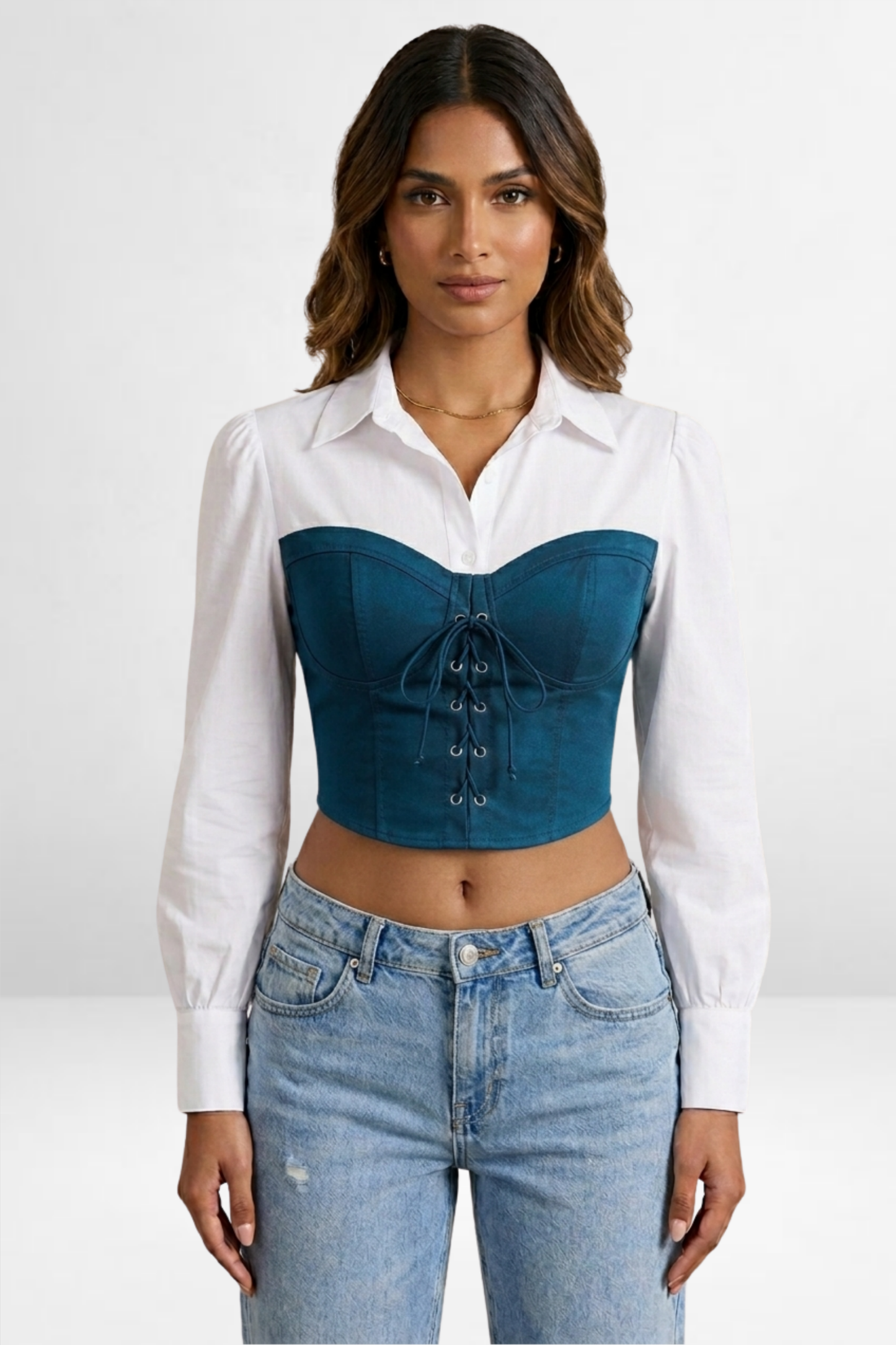 Corset Overlay Shirt Top