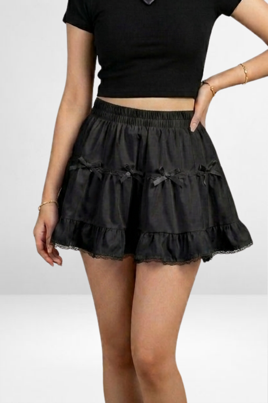 Tiered Bow Mini Skirt