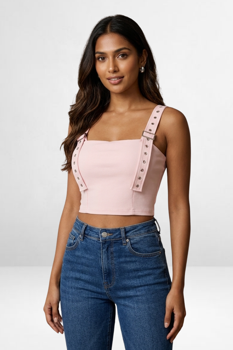 Studded Strap Crop Top